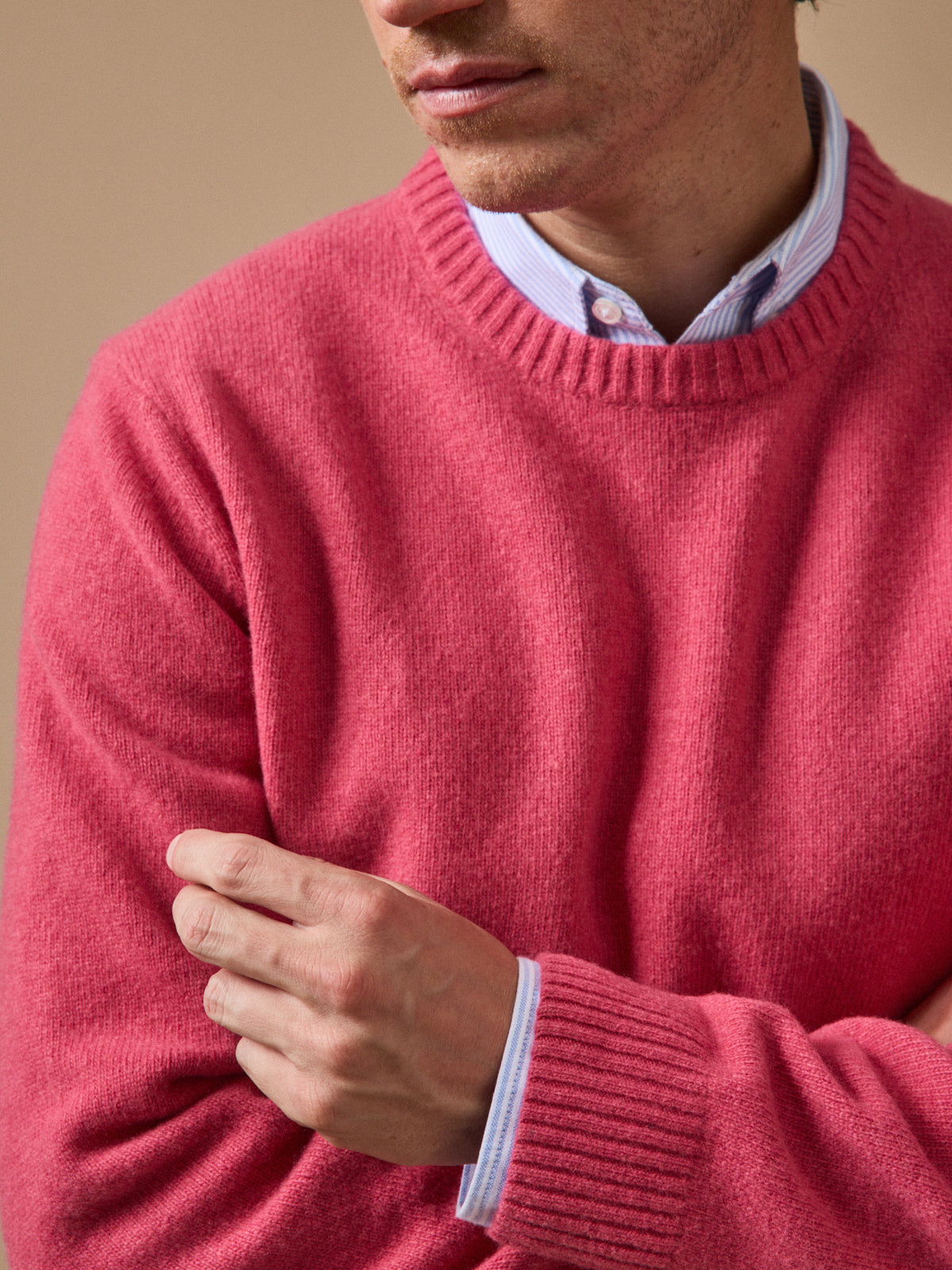 Pull col rond homme laine mélangée