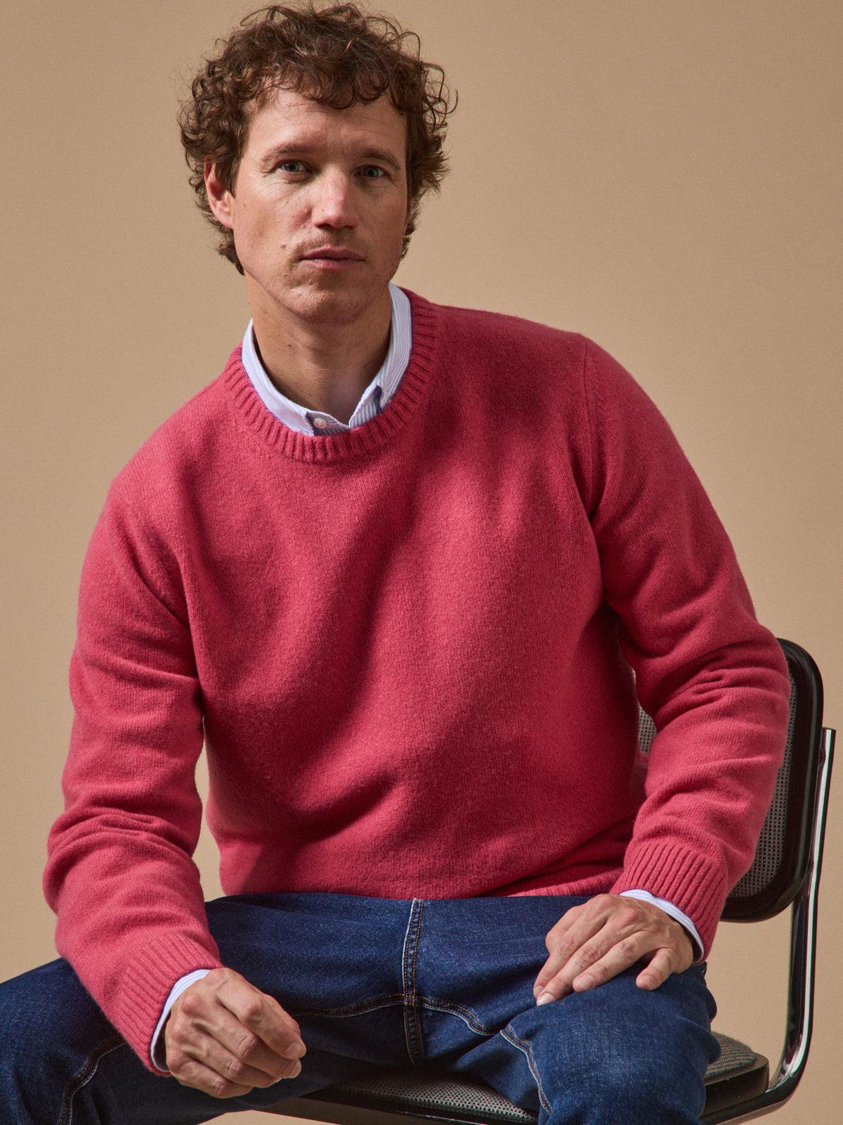 Pull col rond homme laine mélangée