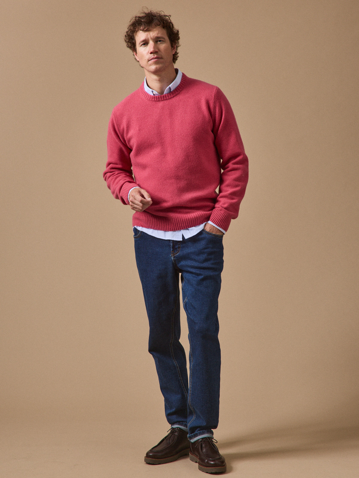 Pull col rond homme laine mélangée
