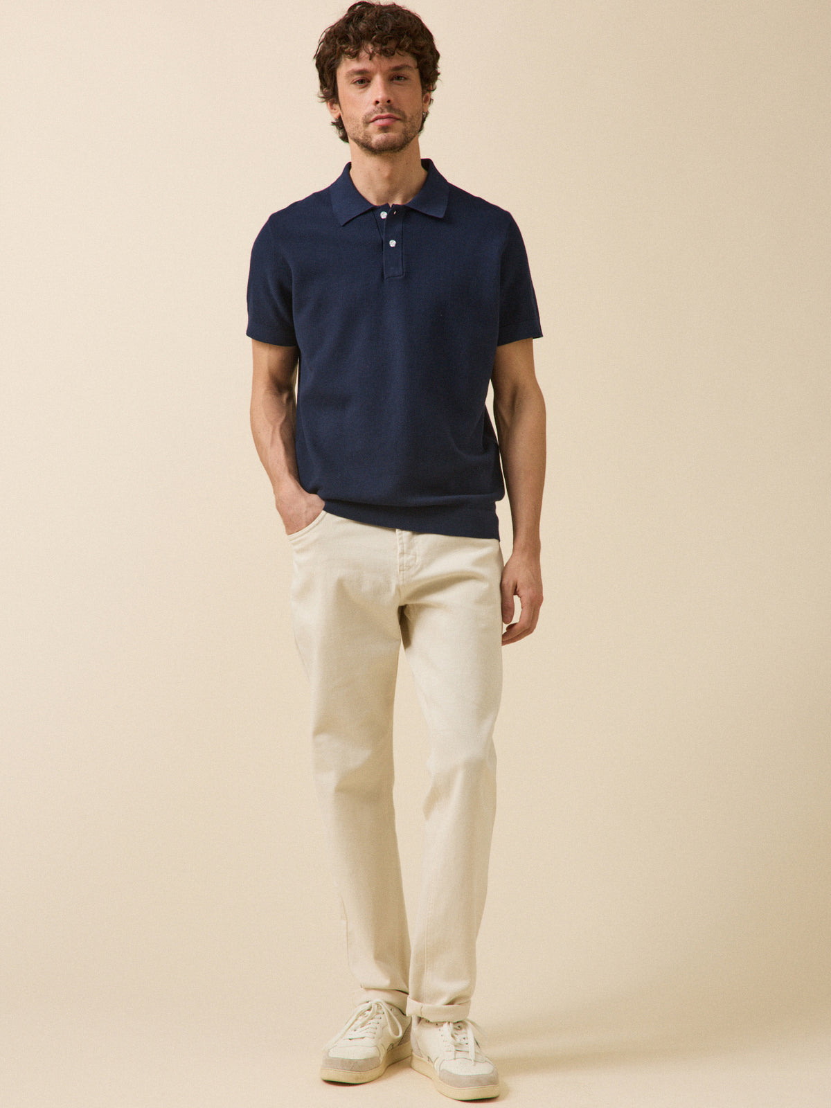 Pull col polo manches courtes homme