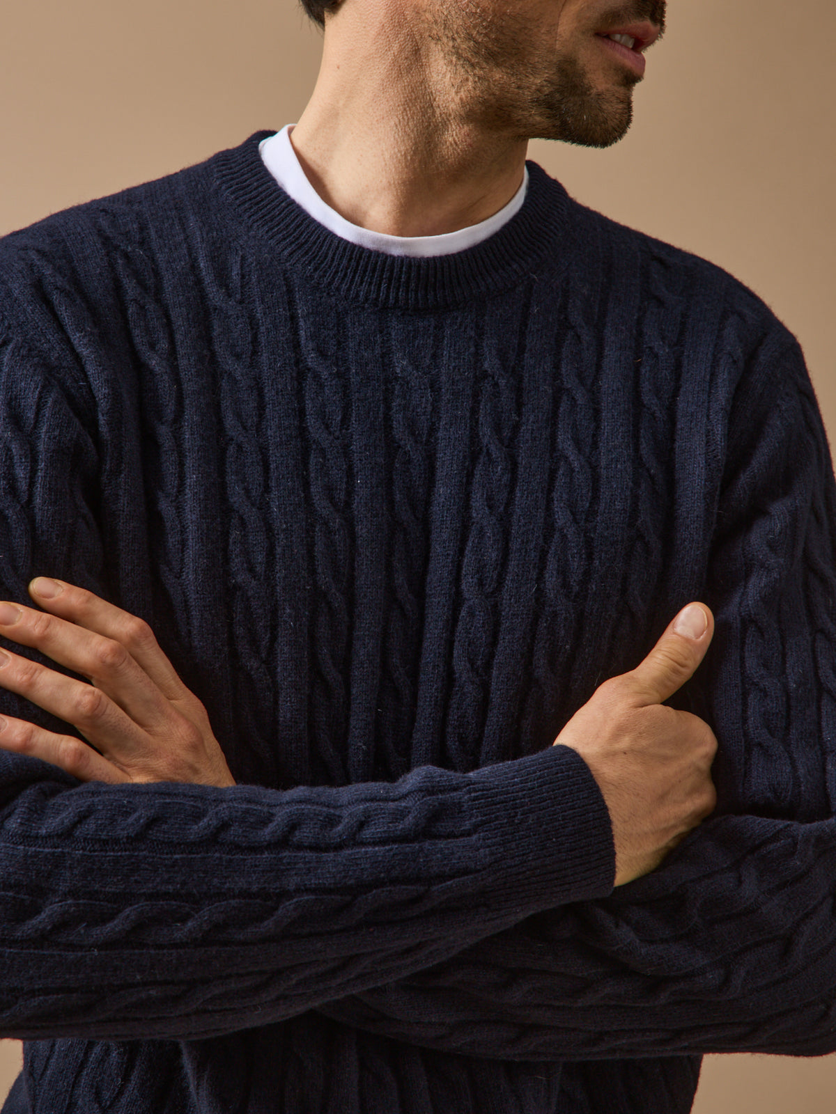 Pull torsades homme en laine