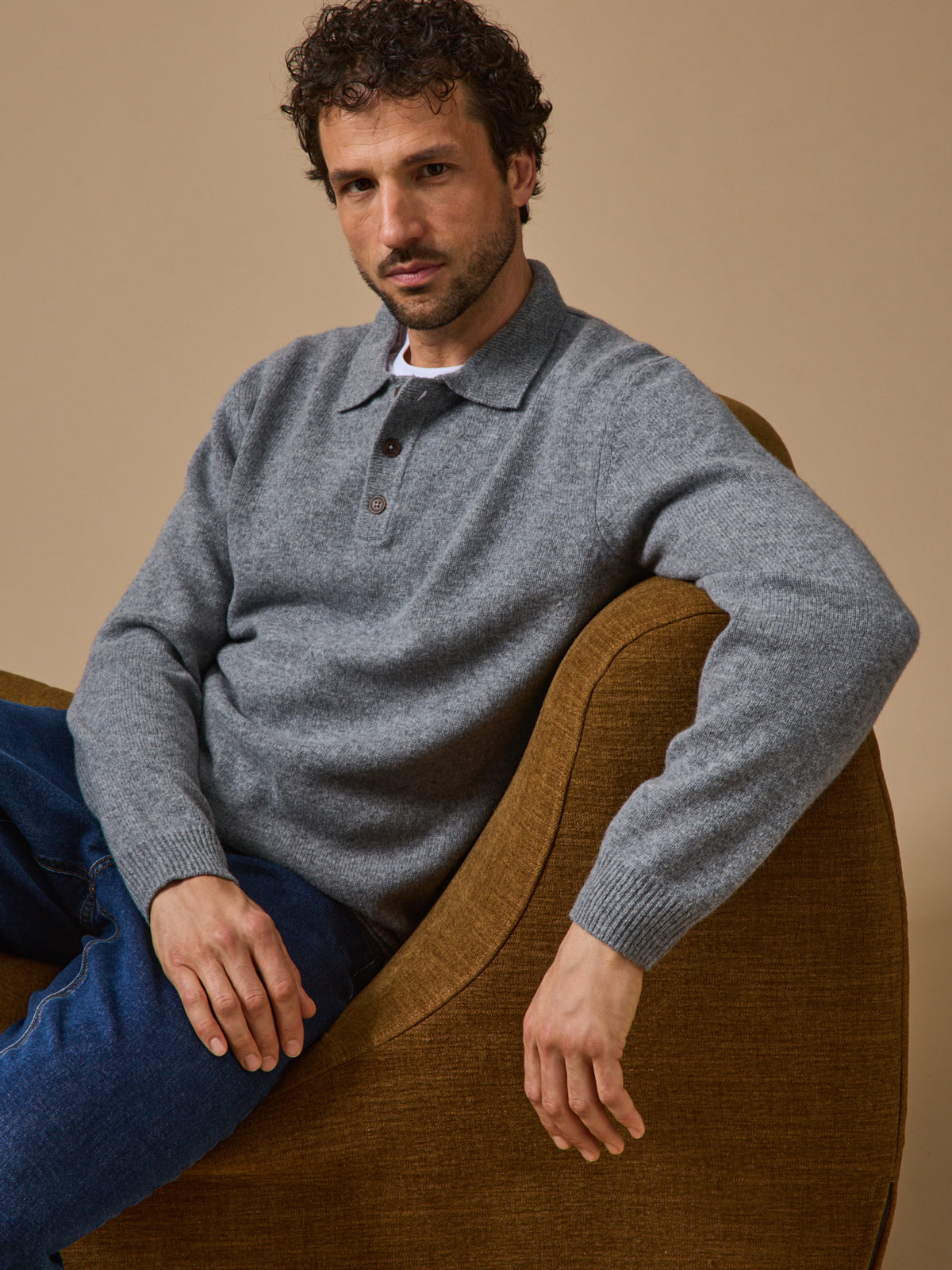 Pull col polo homme