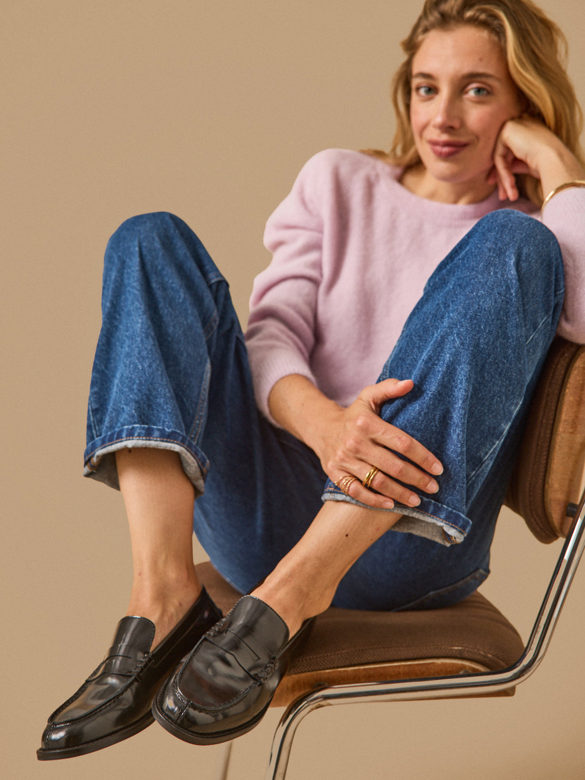 Mocassins cuir vernis femme