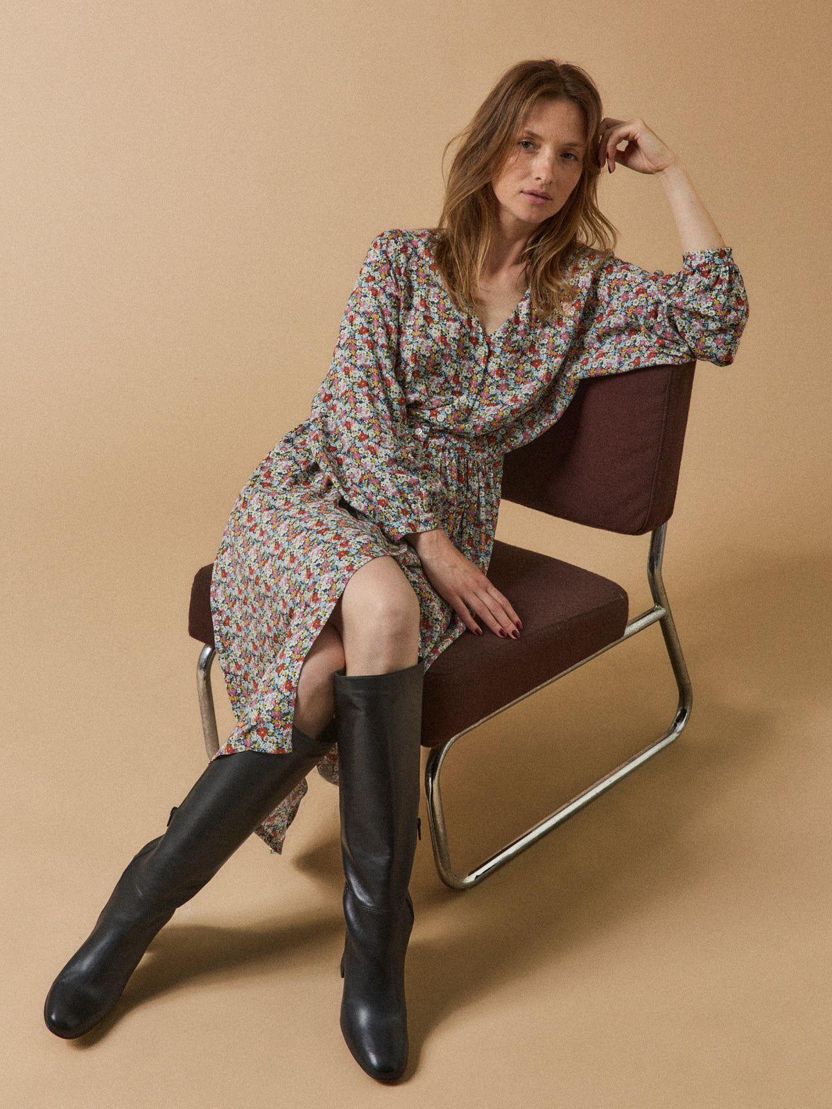 Bottes à talon cuir lisse femme