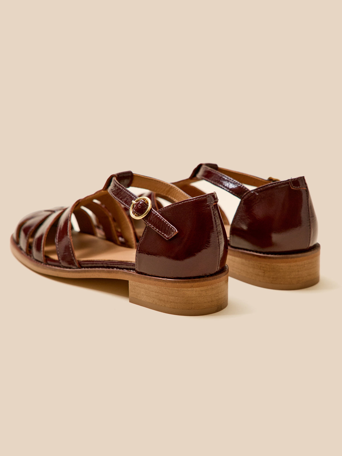 Sandales à talon style pêcheur cuir femme