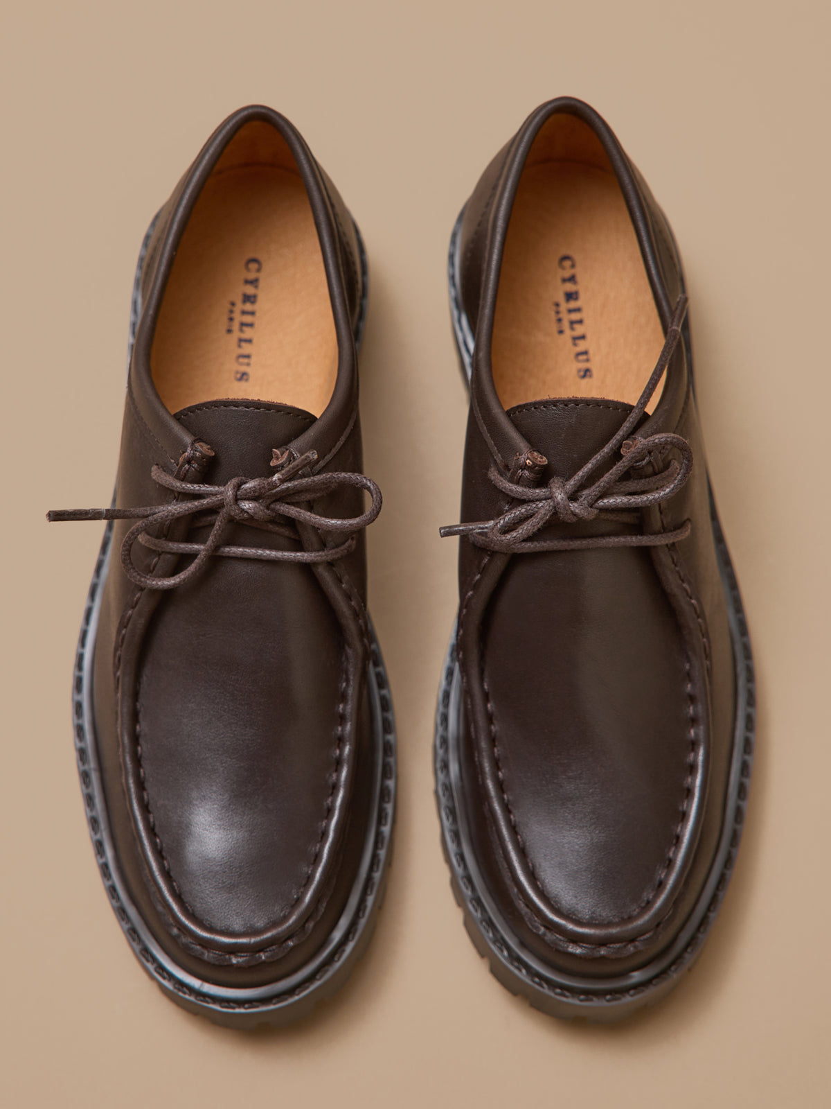 Derbies semelle crantée cuir femme