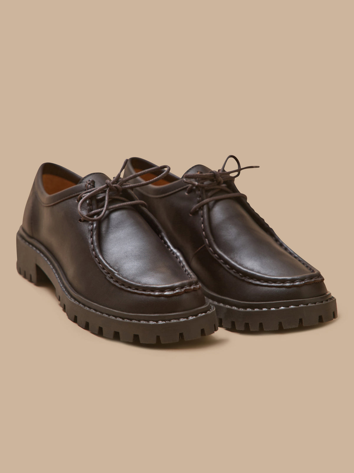 Derbies semelle crantée cuir femme