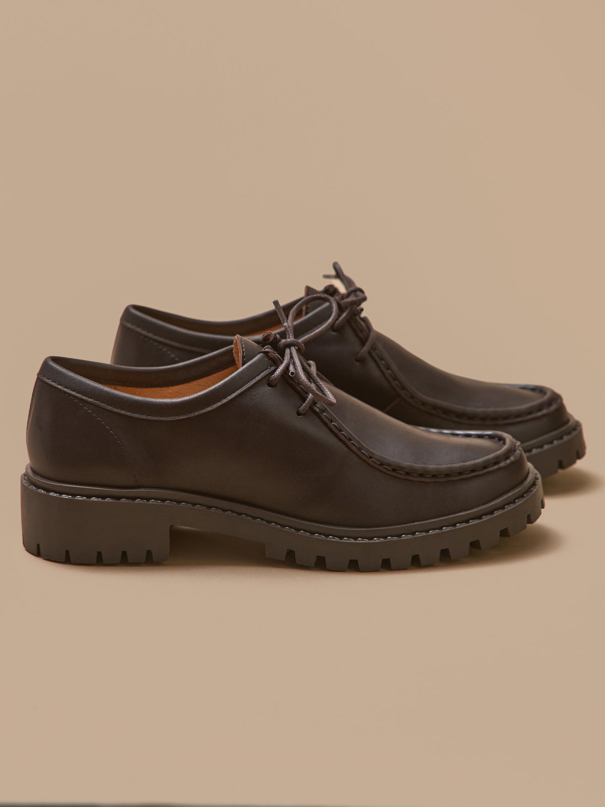 Derbies semelle crantée cuir femme
