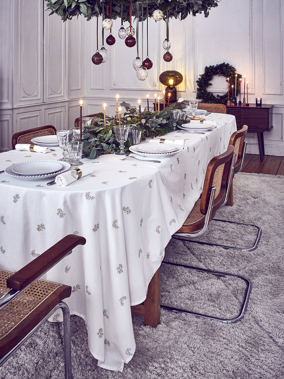 Serviette de table brodée en coton tramé par lot de 4