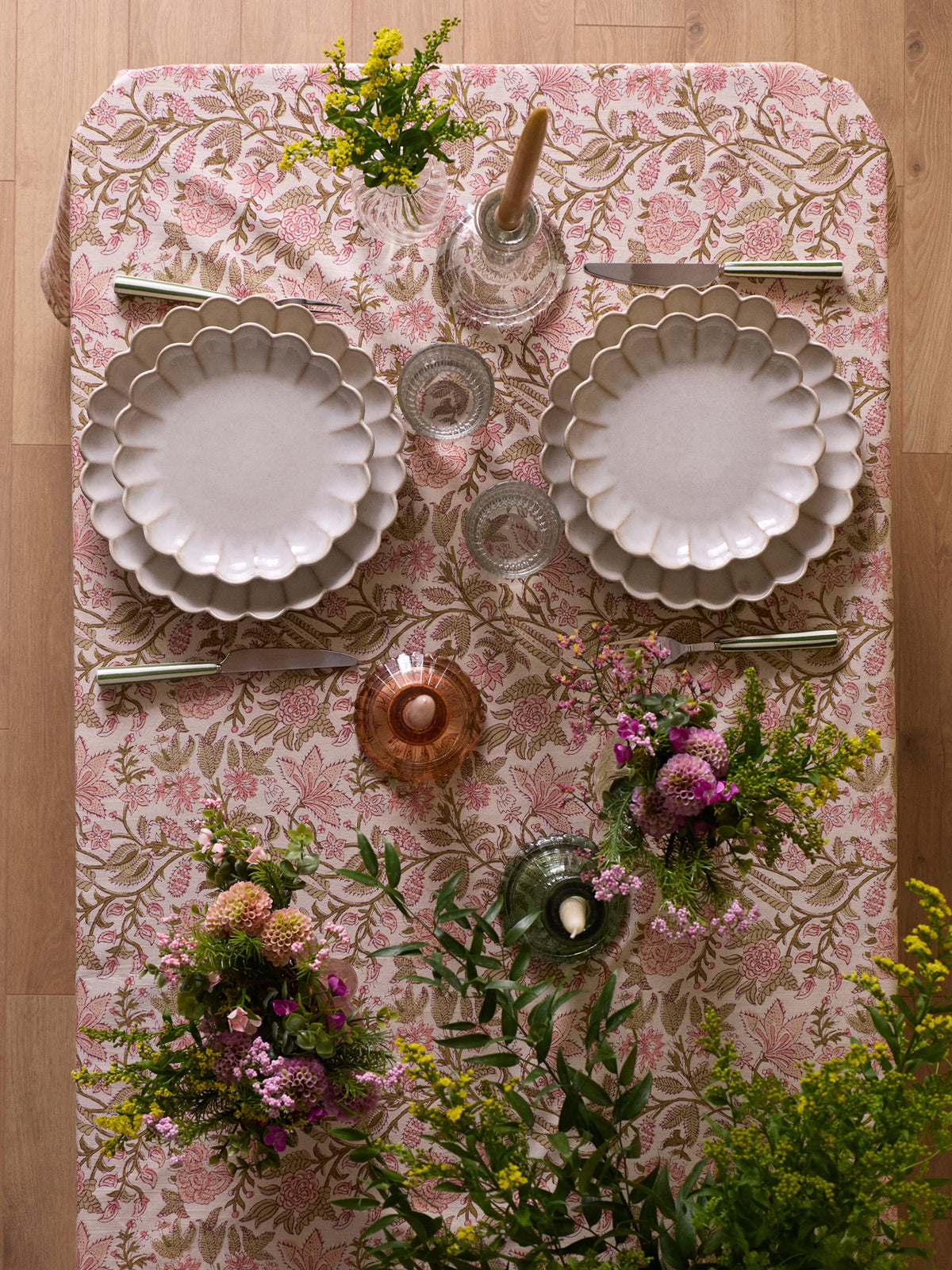 Nappe en coton imprimé indien Rosa
