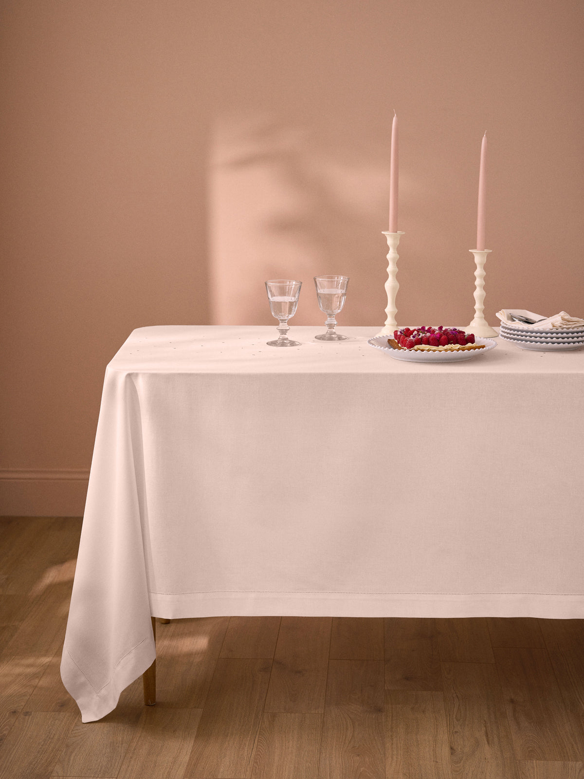 Nappe en coton aspect lin pois dorés