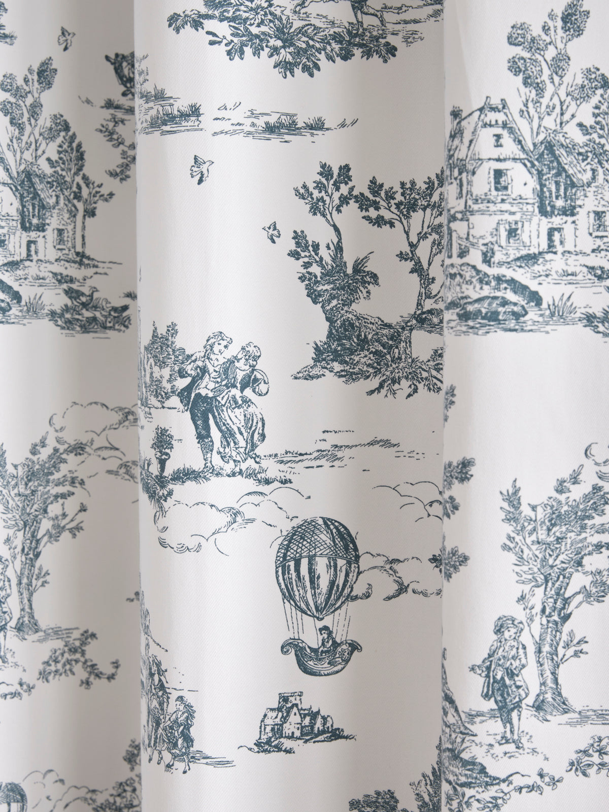Rideau à ruflettes esprit toile de Jouy