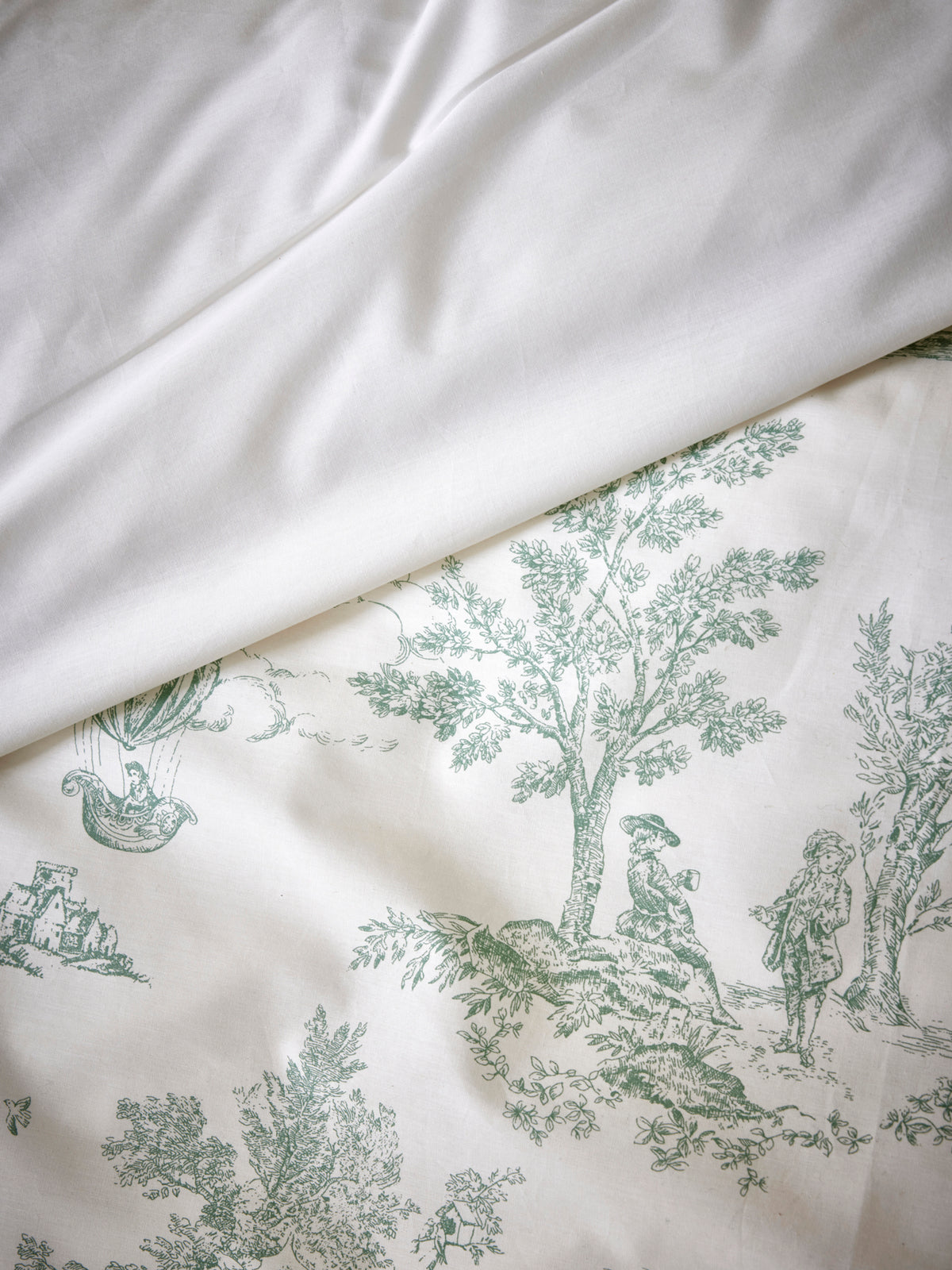 Housse de couette esprit toile de Jouy en percale de coton
