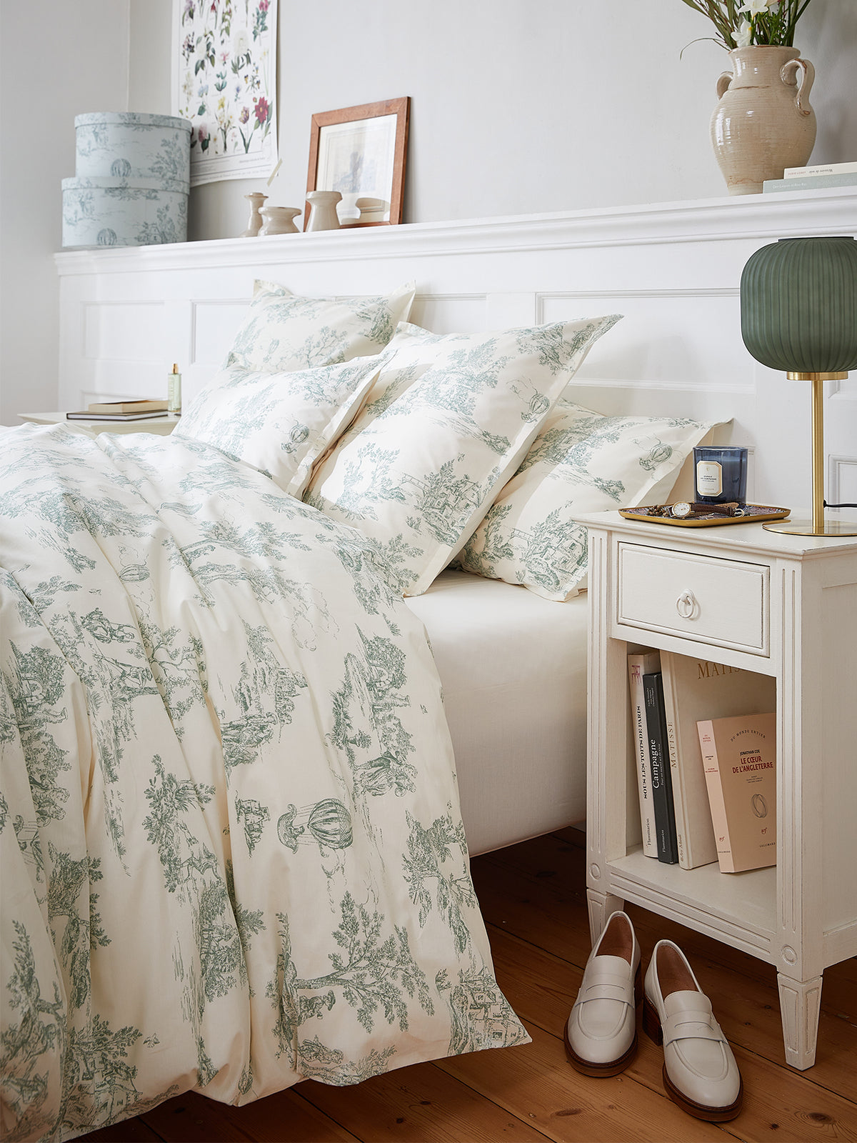 Housse de couette esprit toile de Jouy en percale de coton