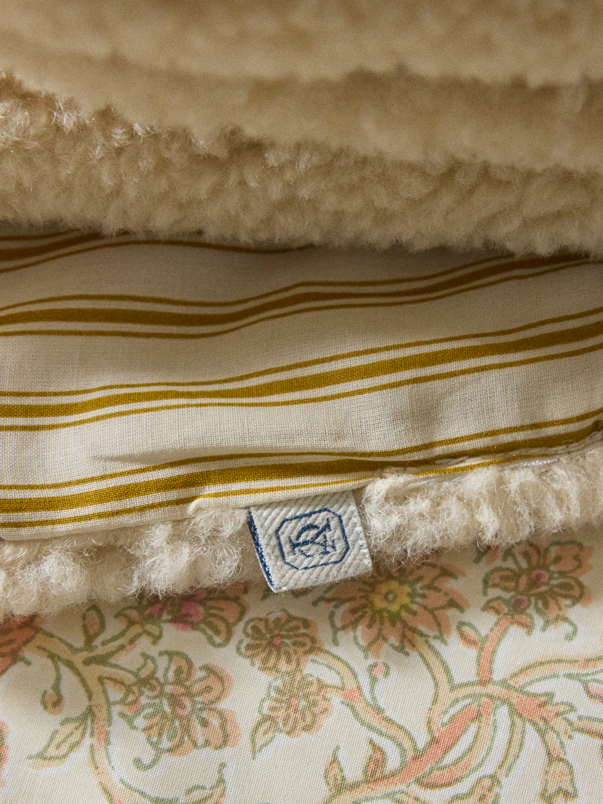 Plaid réversible sherpa et rayures