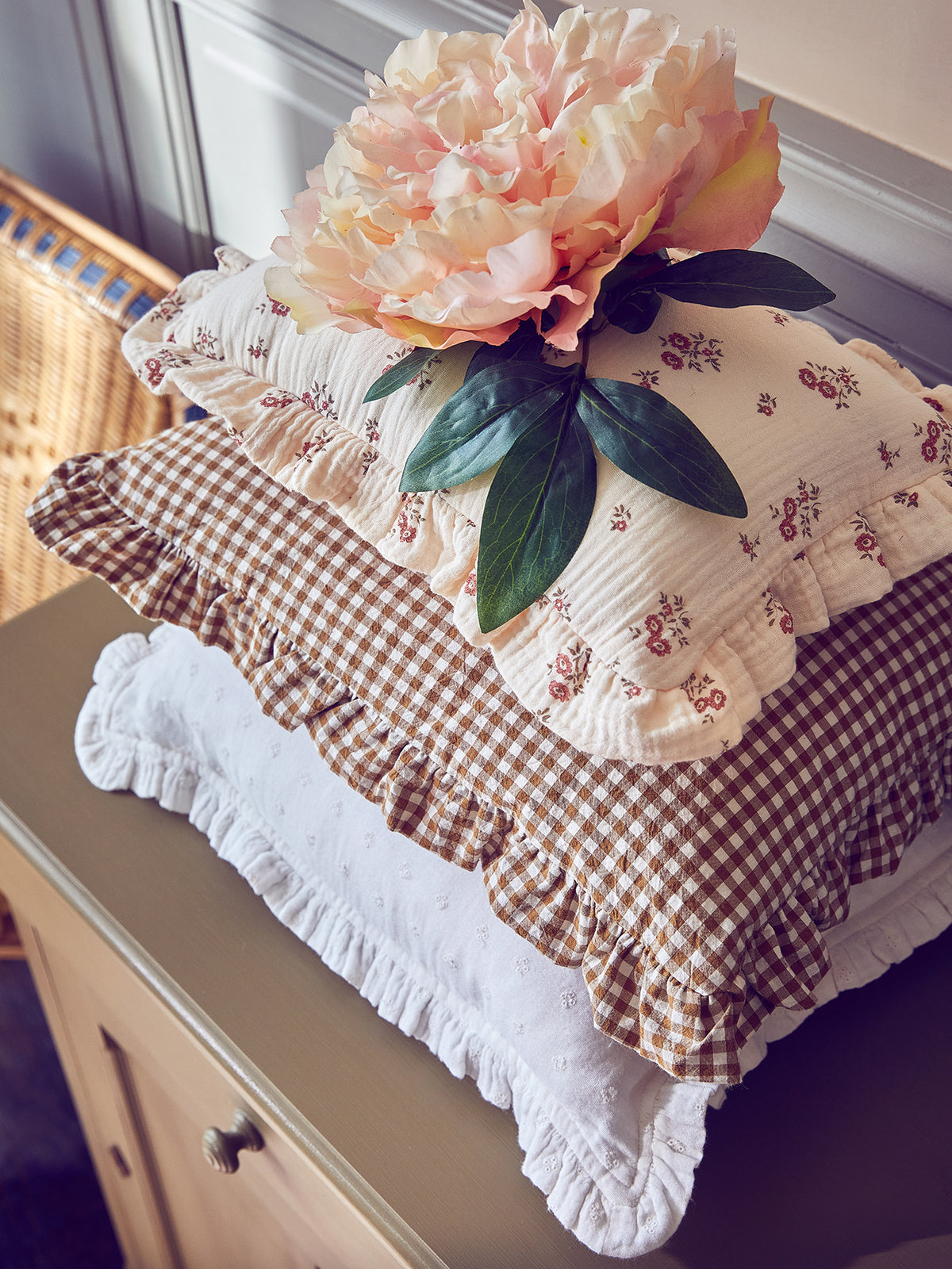 Coussin "Amour" imprimé vichy