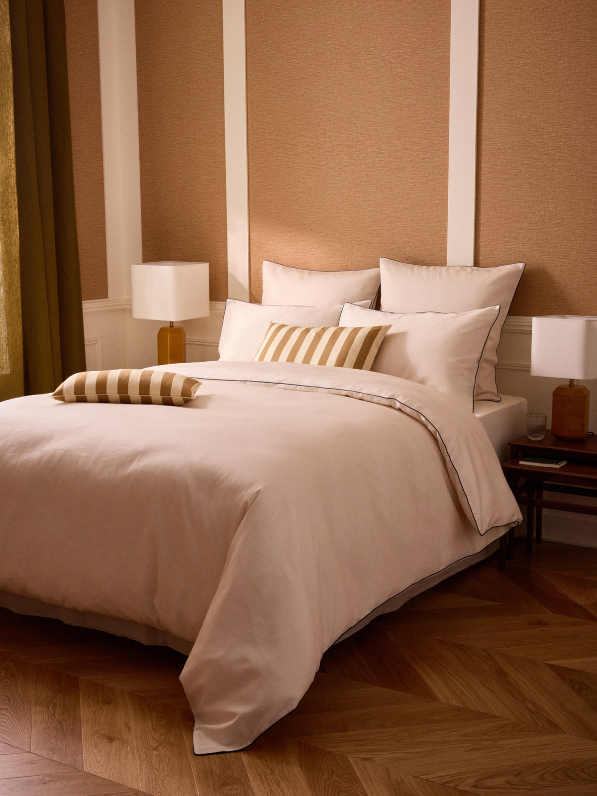 Housse de coussin rayée coton et lin