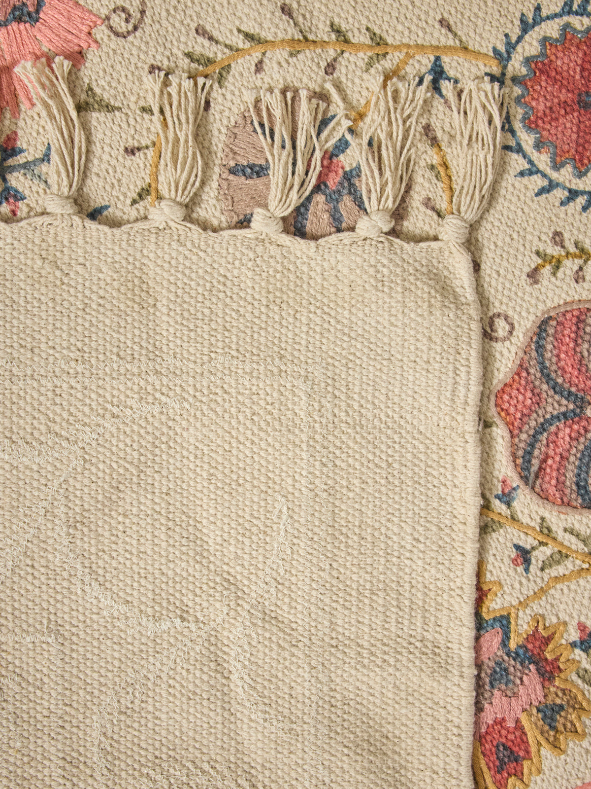 Tapis en coton brodé Flore - XL