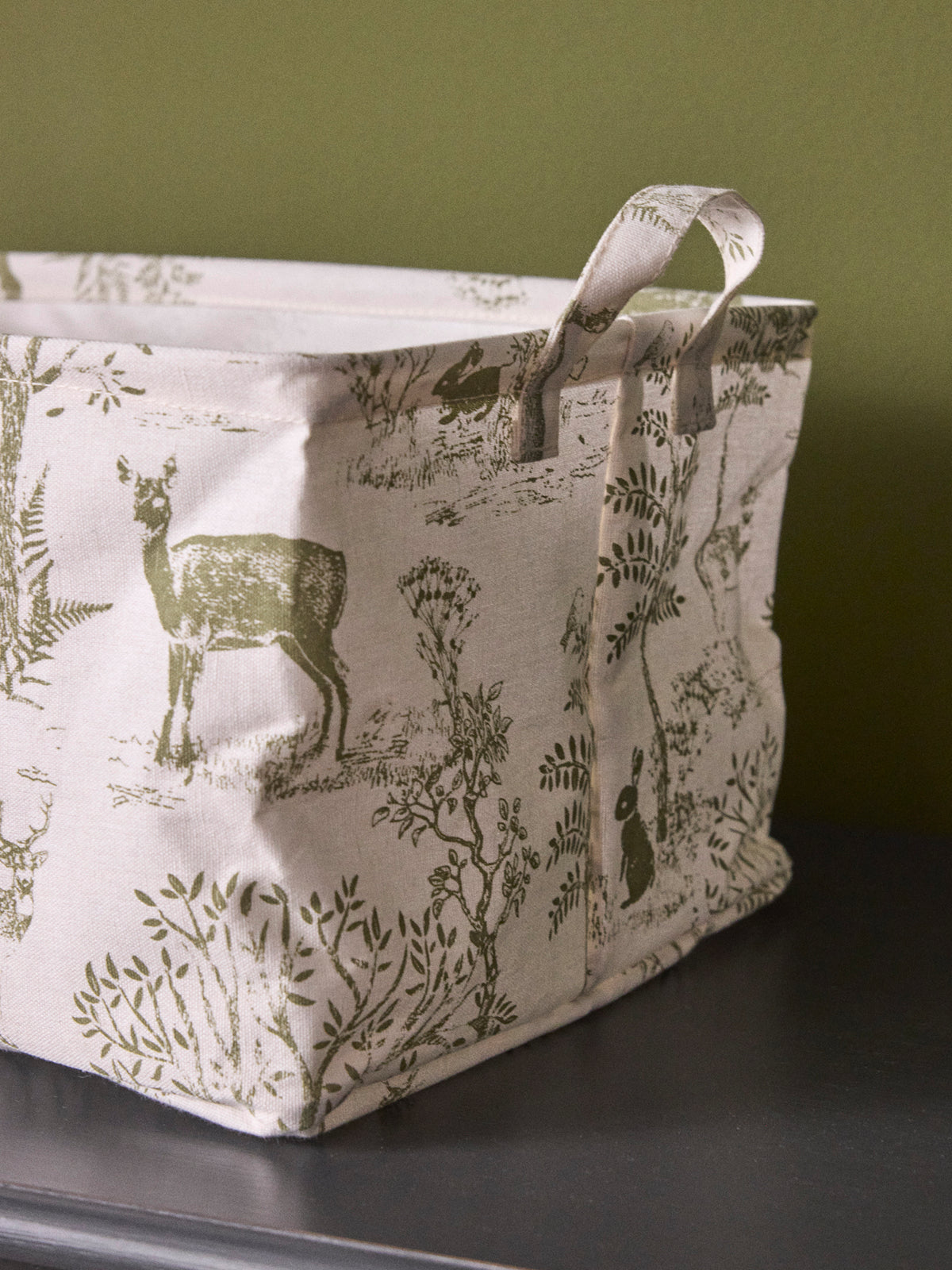 Bac de rangement rectangle esprit toile de Jouy