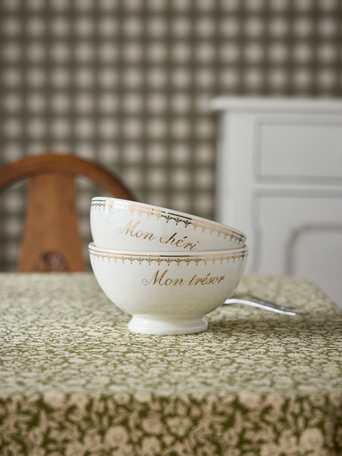 Bol en porcelaine "Mon chéri" + "Mon trésor" par lot de 2