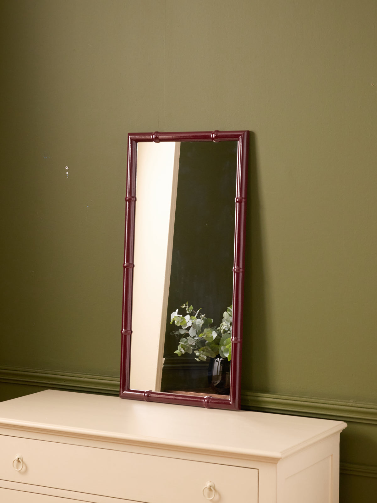 Miroir en bois façon tiges de bambou