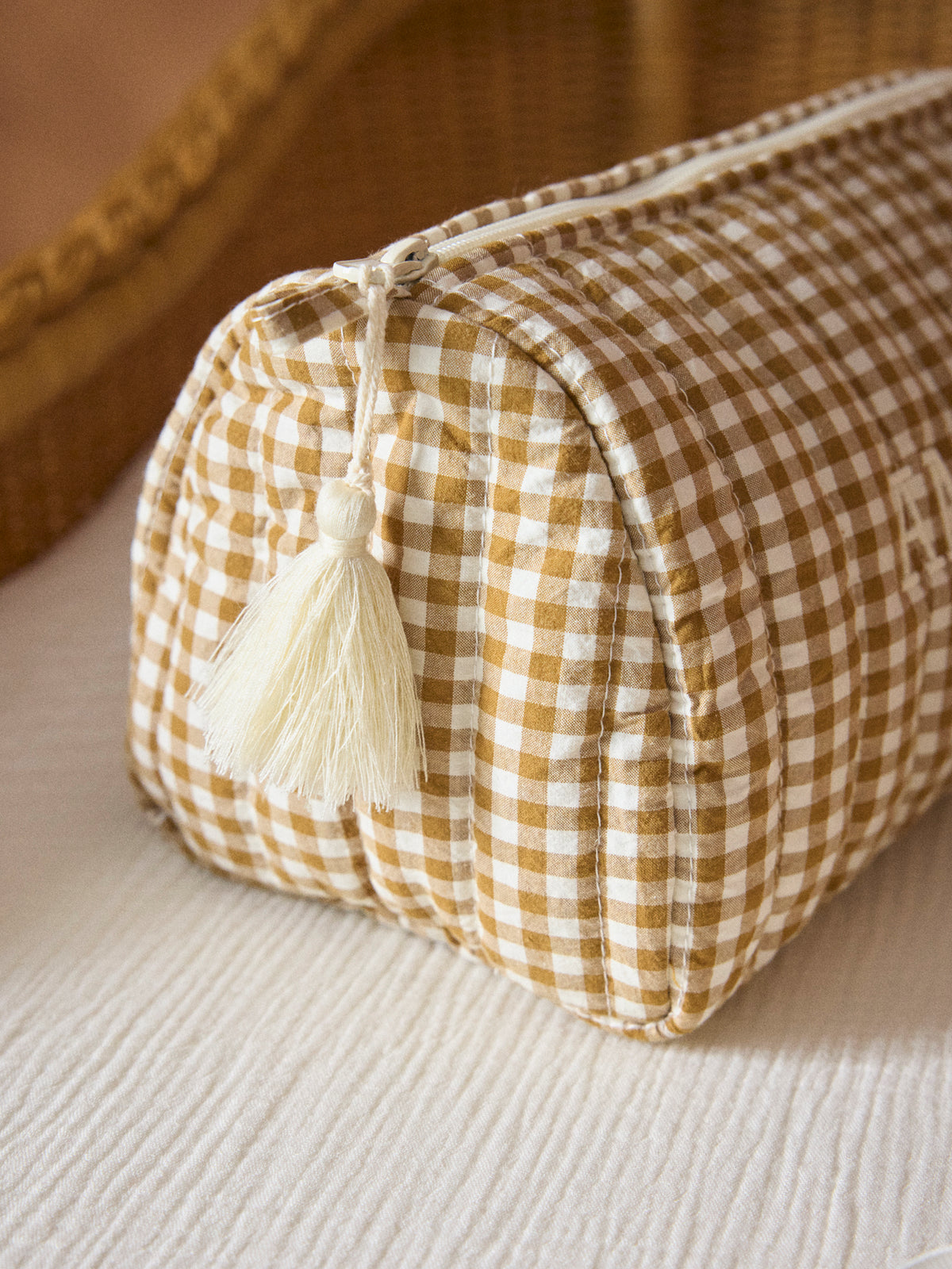 Trousse de toilette en coton vichy