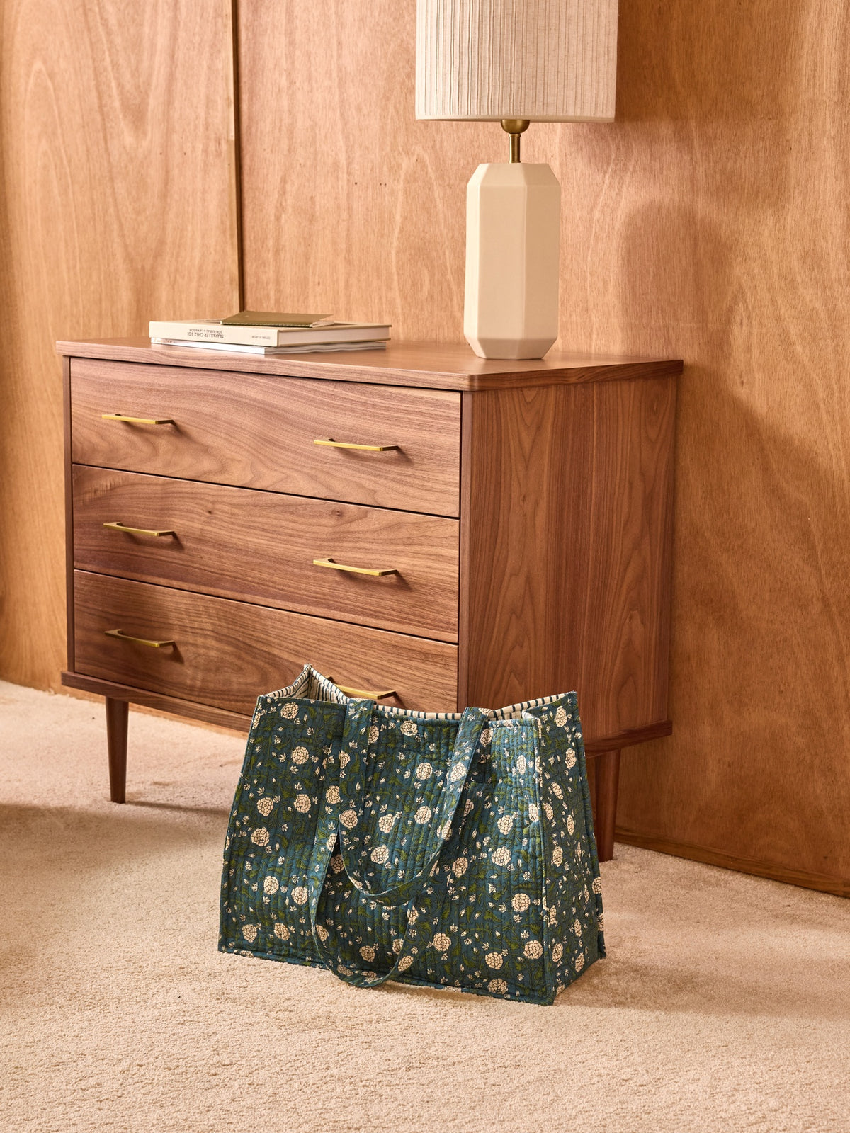 Sac cabas matelassé imprimé indien