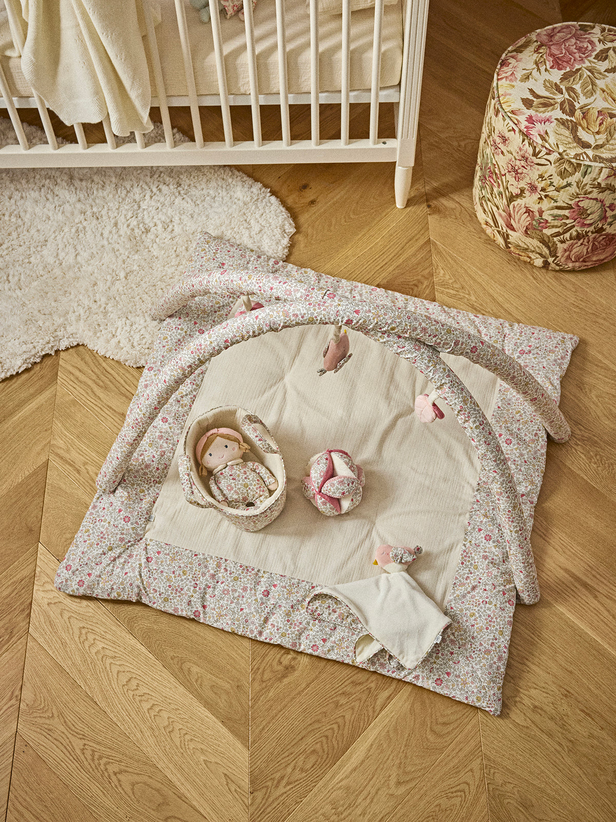 Tapis d'éveil tissu Liberty et gaze de coton