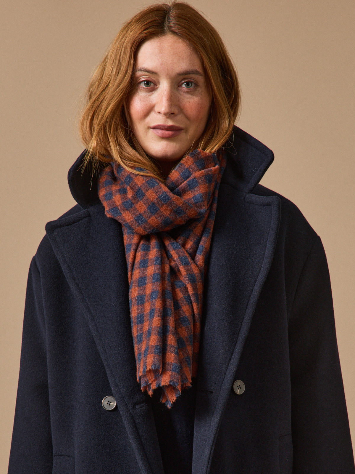 Foulard étamine carreaux femme