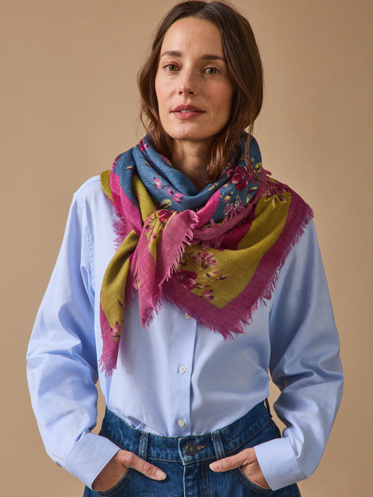 Foulard imprimé en laine femme