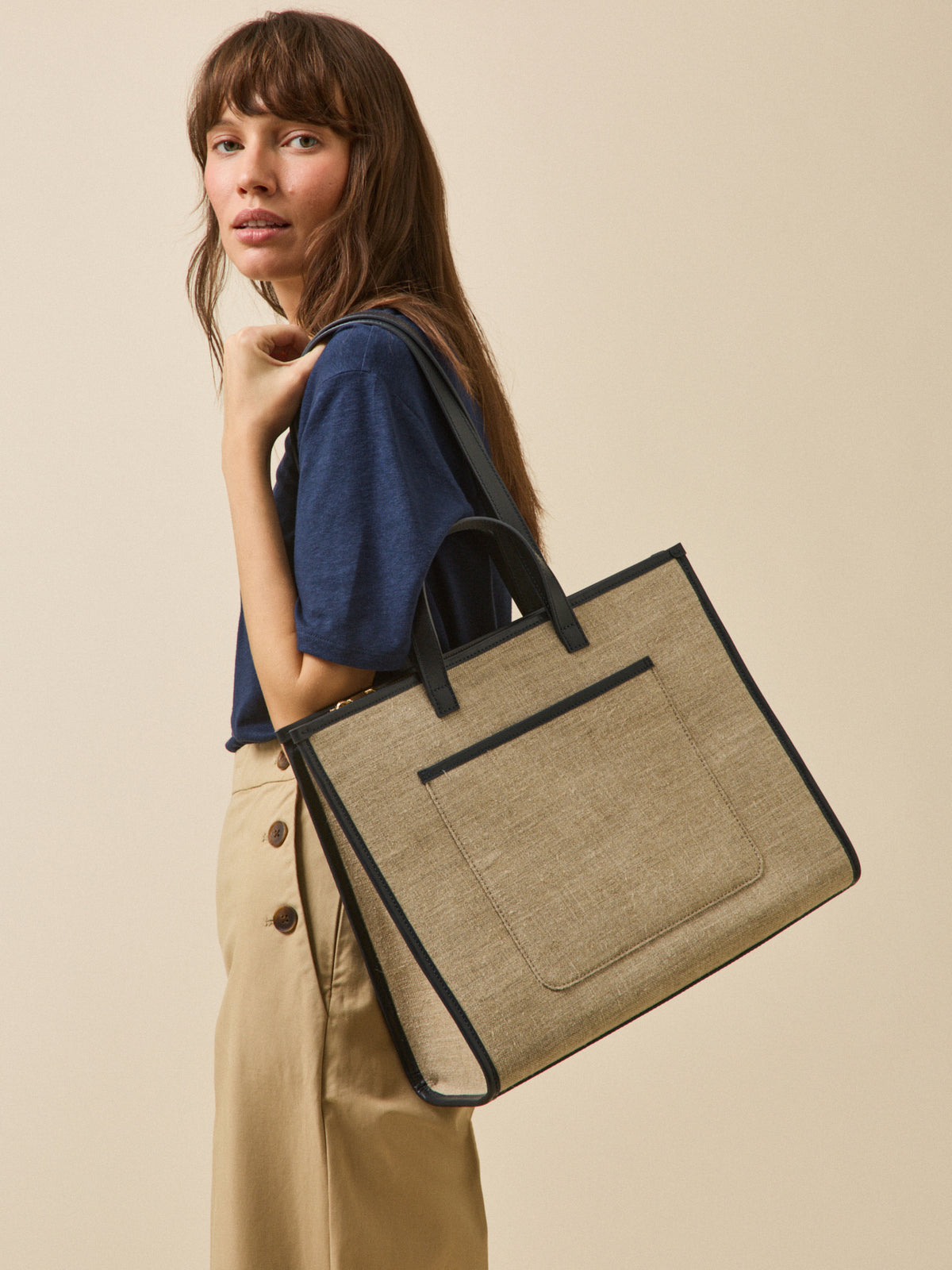 Sac cabas femme bi-matière - Collection Maroquinerie Cyrillus