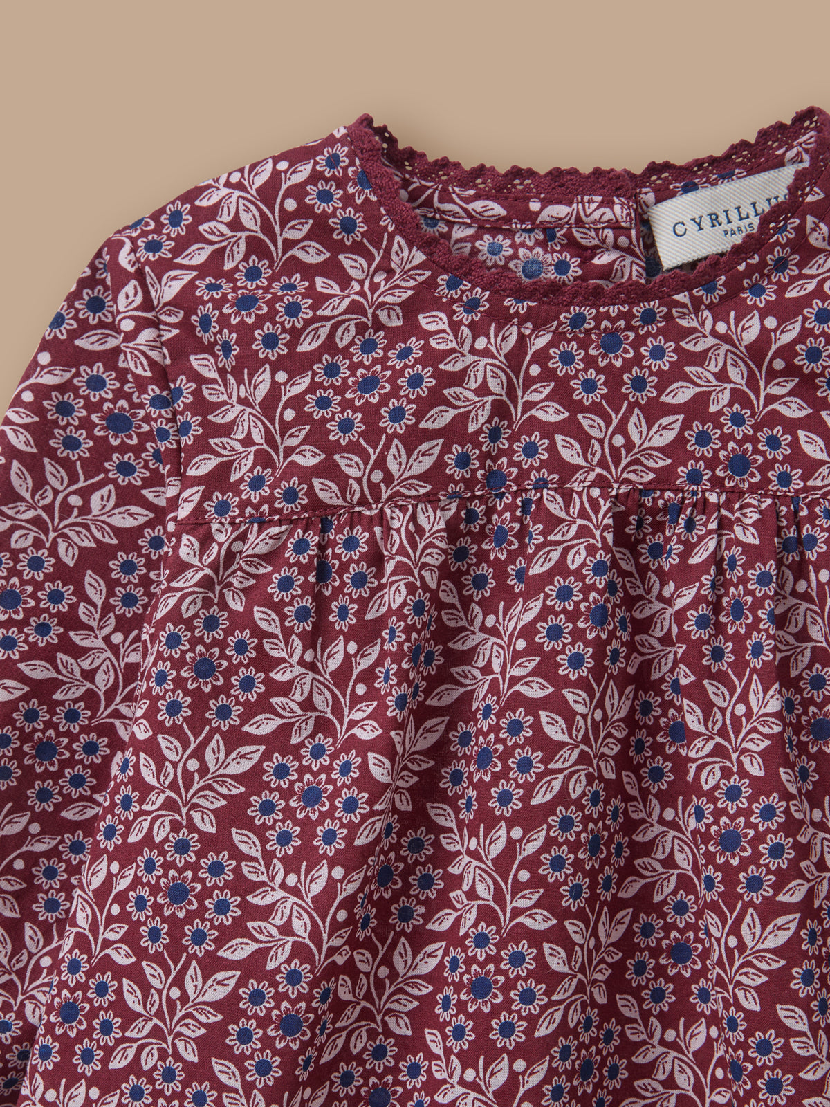 Blouse imprimée col dentelle Bébé