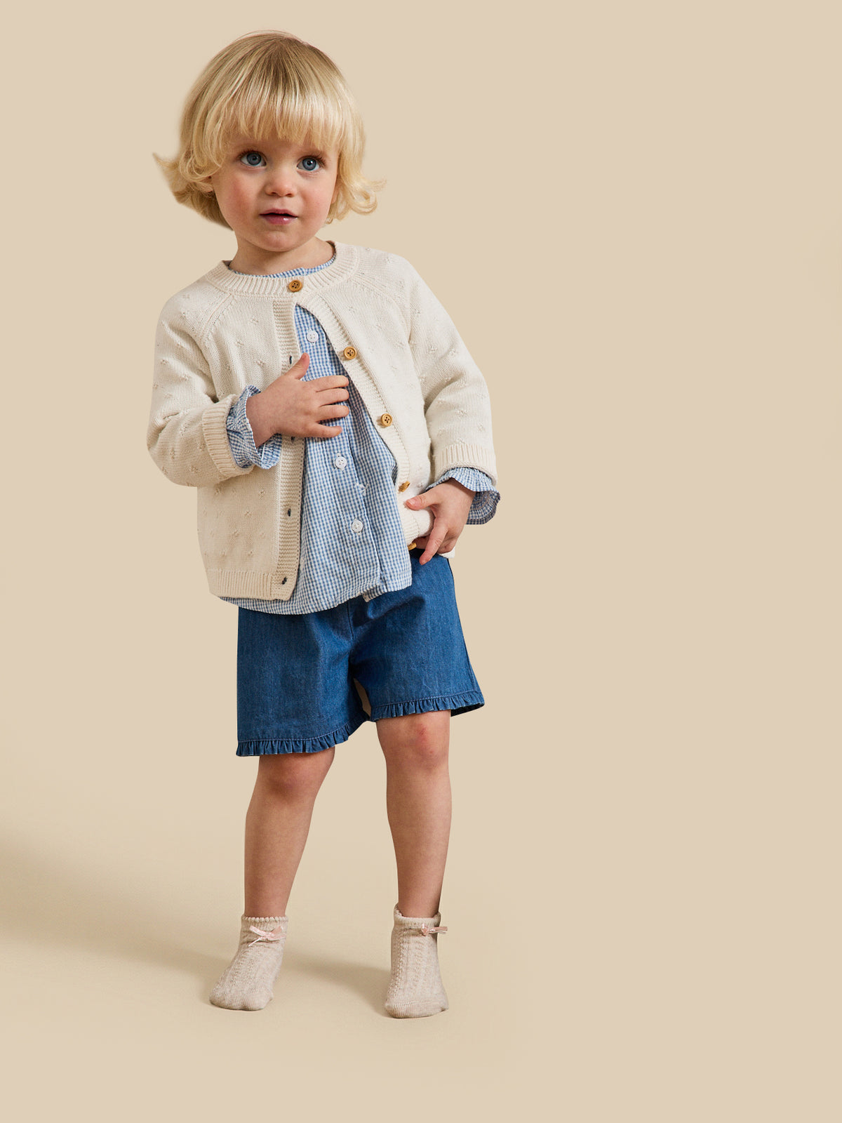 Cardigan maille ajourée bébé - Coton biologique