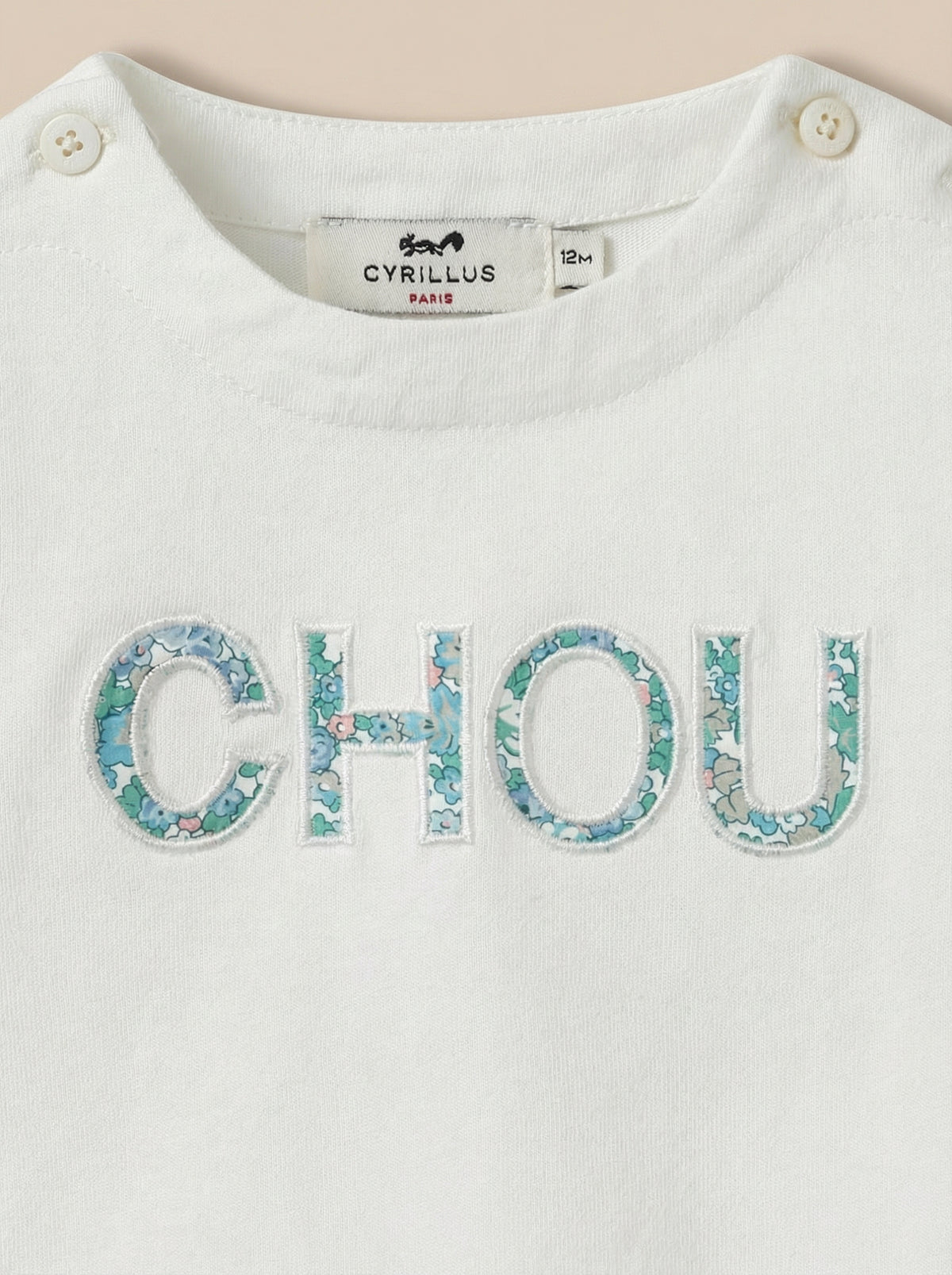 T-shirt Bébé lettres en tissu Liberty - Coton biologique