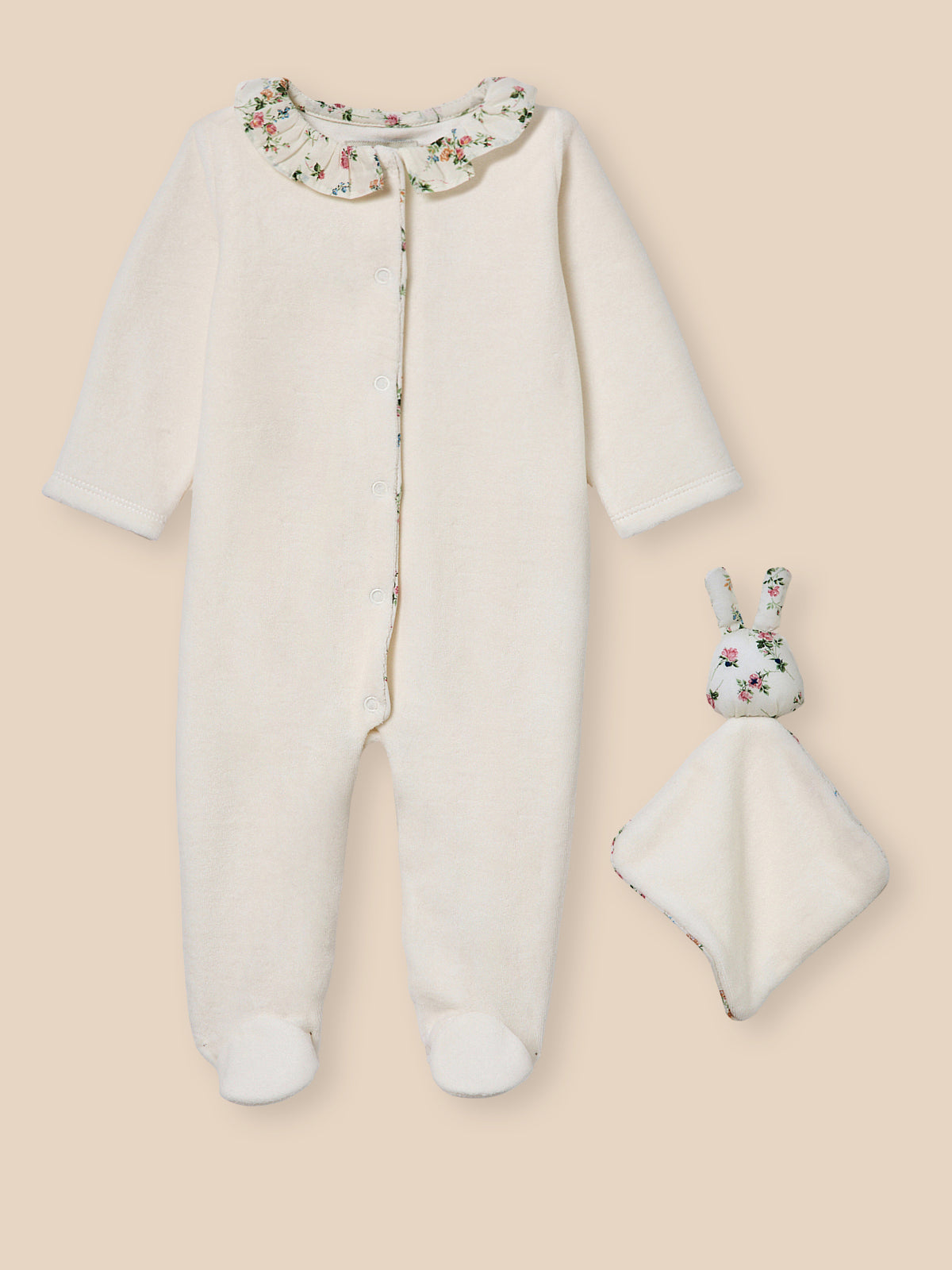 Dors-bien velours et tissu Liberty + doudou Bébé