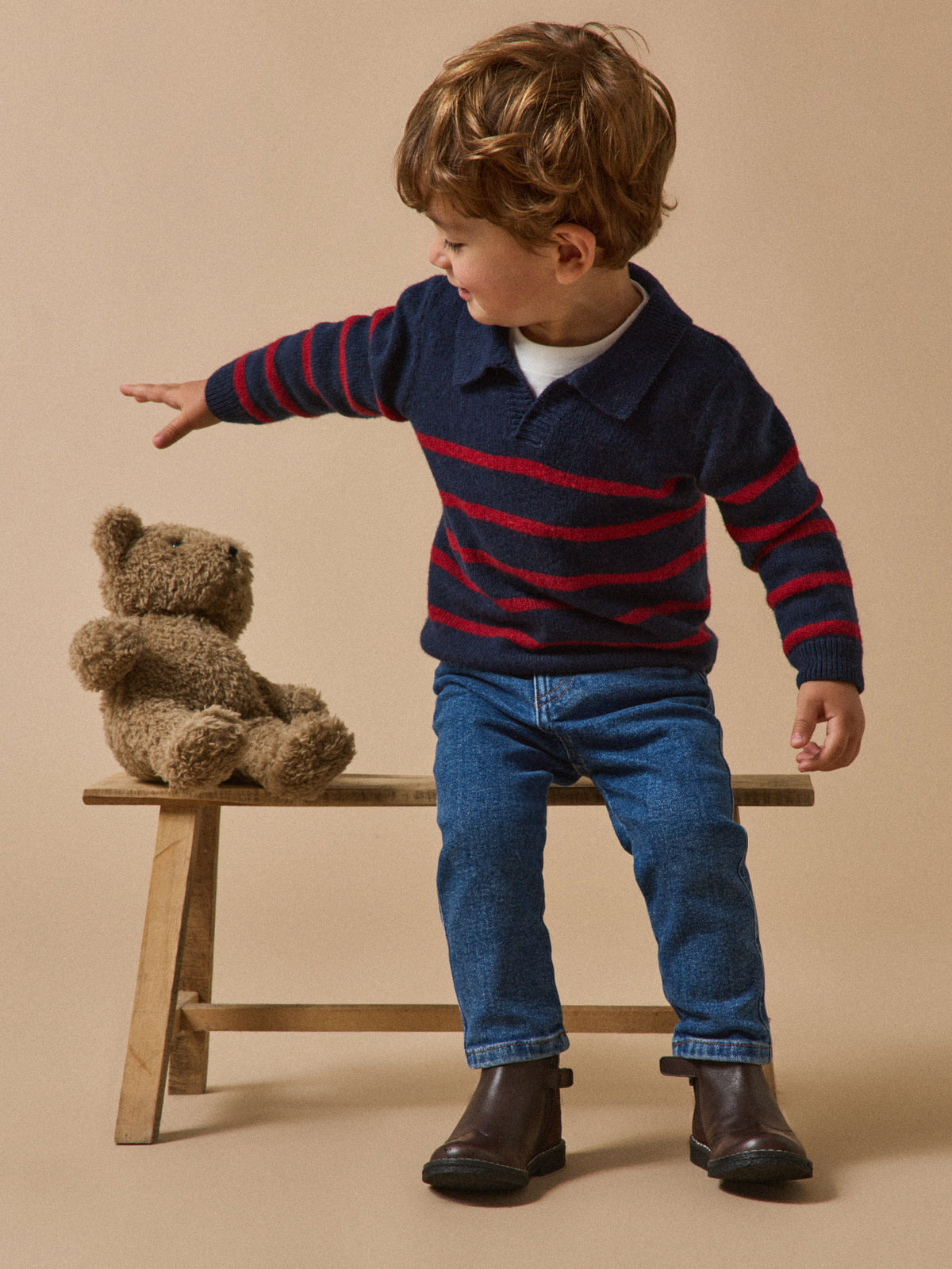 Bottines festonnées en cuir bébé