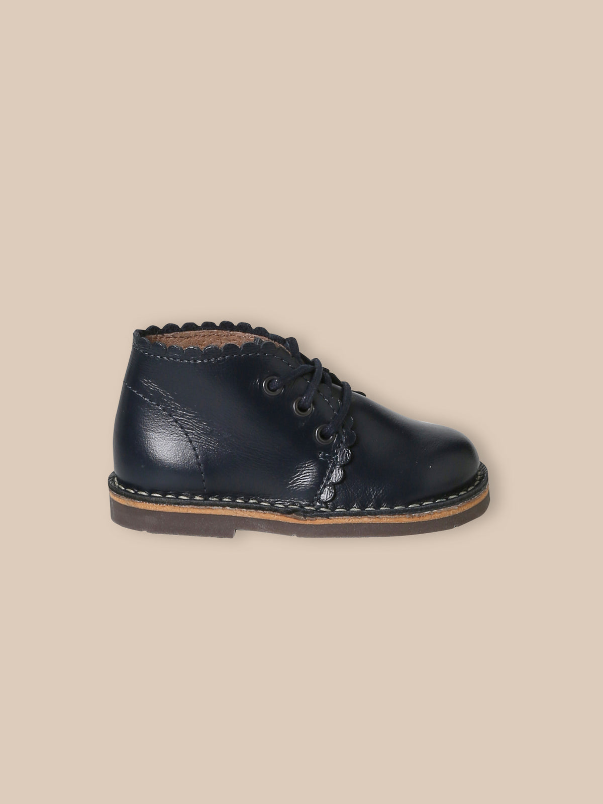 Bottines festonnées en cuir bébé