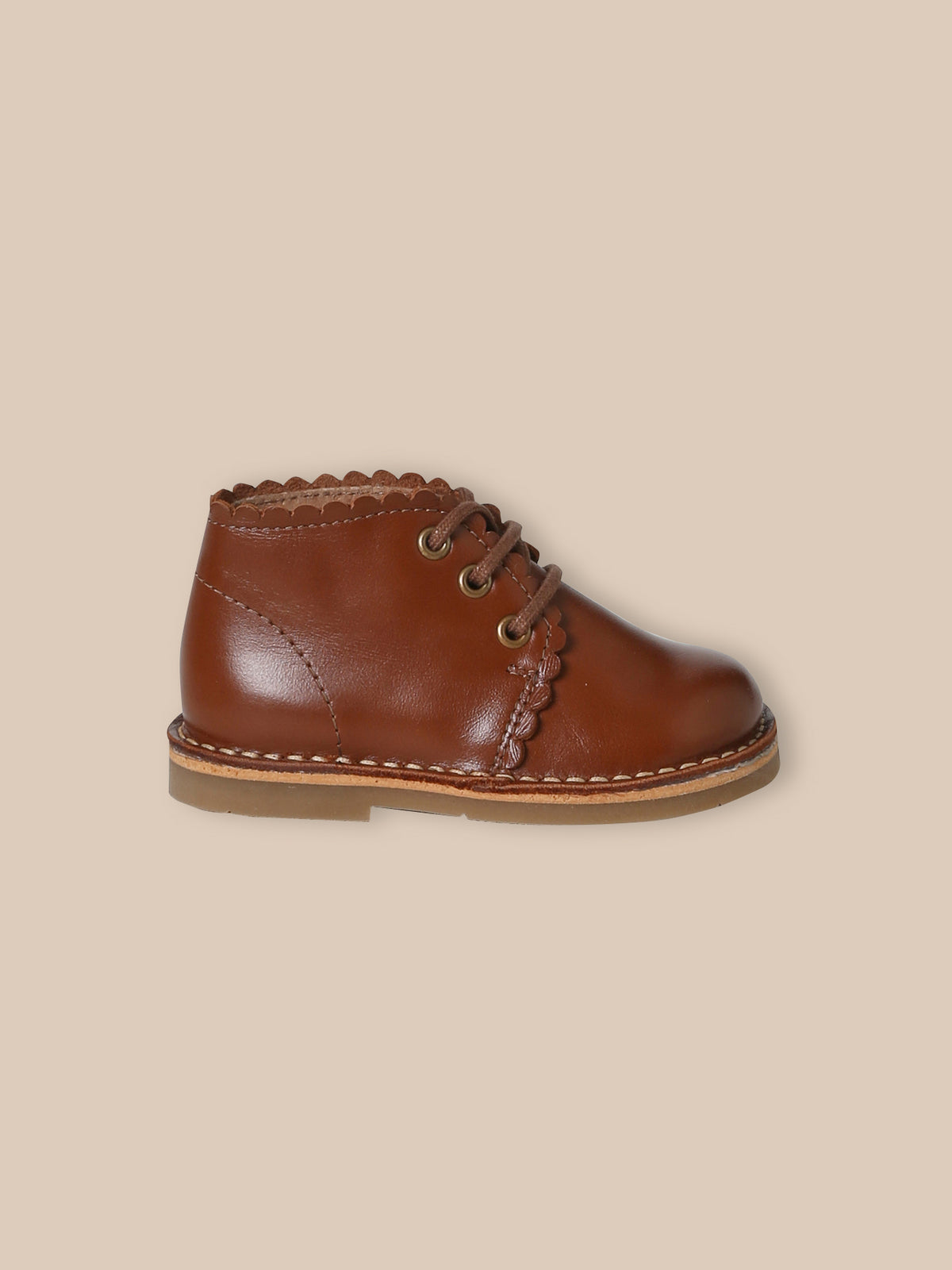 Bottines festonnées en cuir bébé