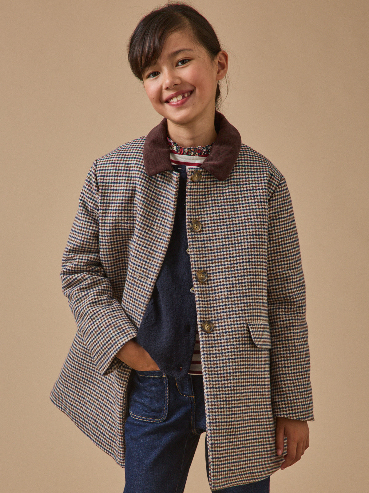 Manteau pied de poule Fille