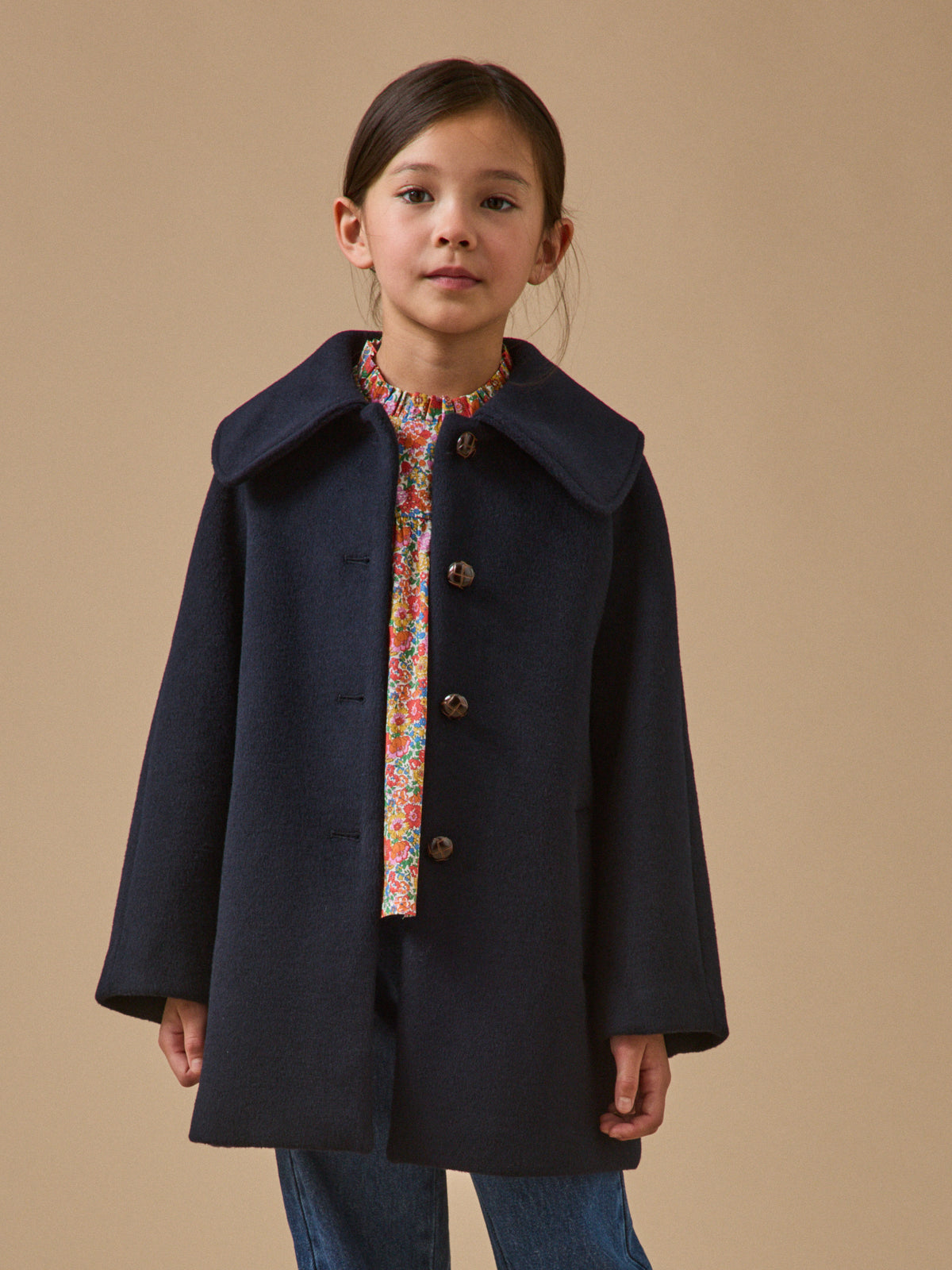 Manteau laine grand col Fille