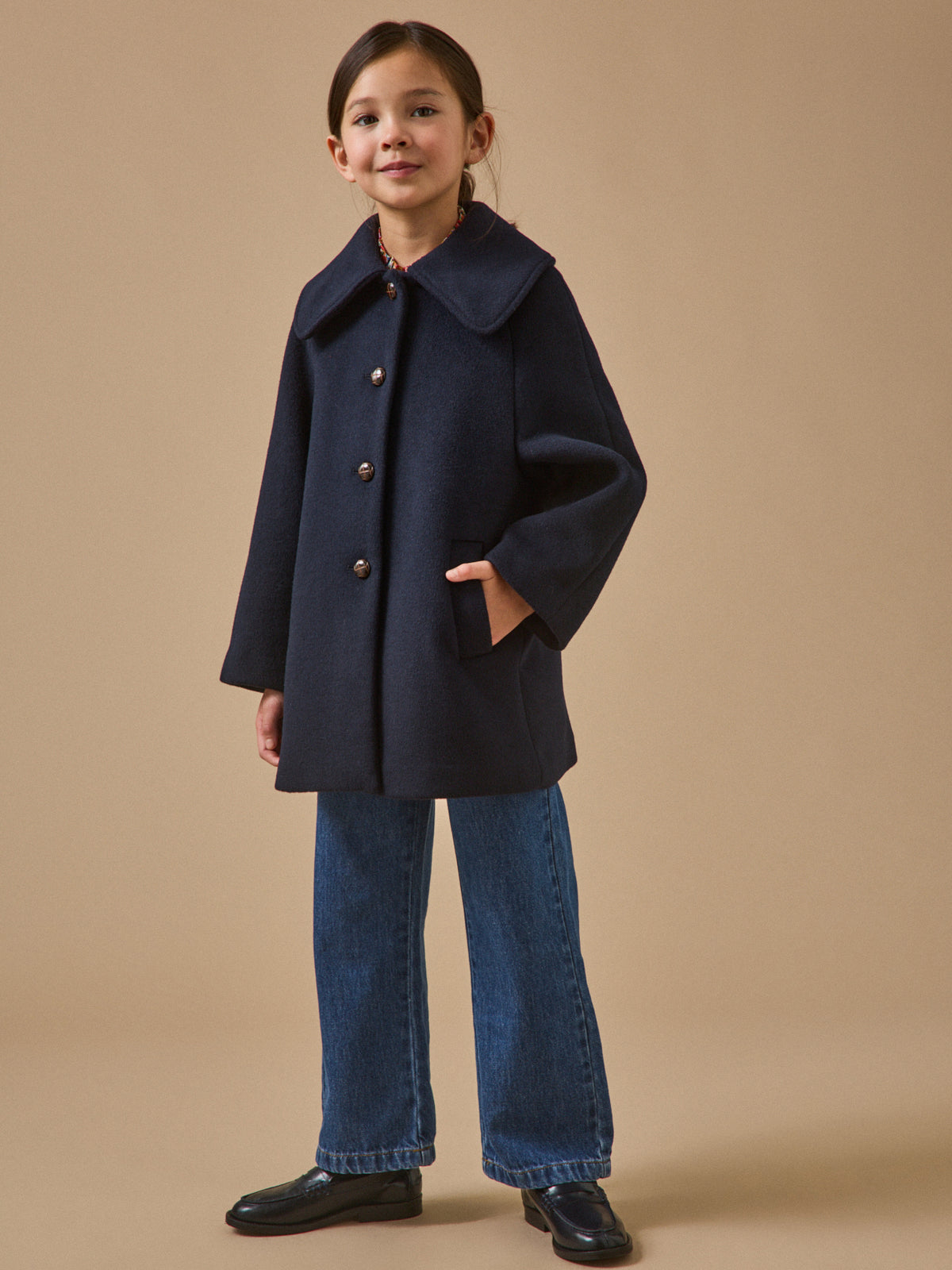 Manteau laine grand col Fille