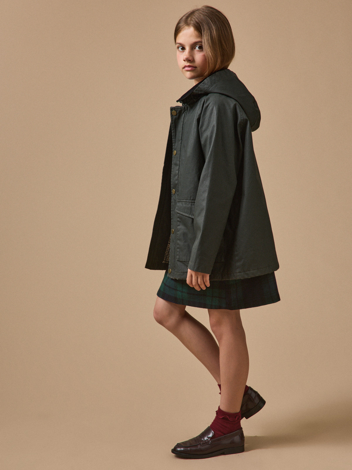 Veste héritage fille en coton enduit
