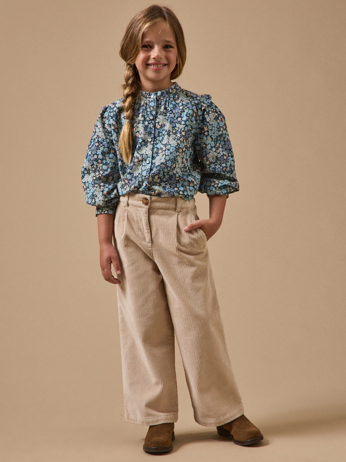 Pantalon large en velours Fille