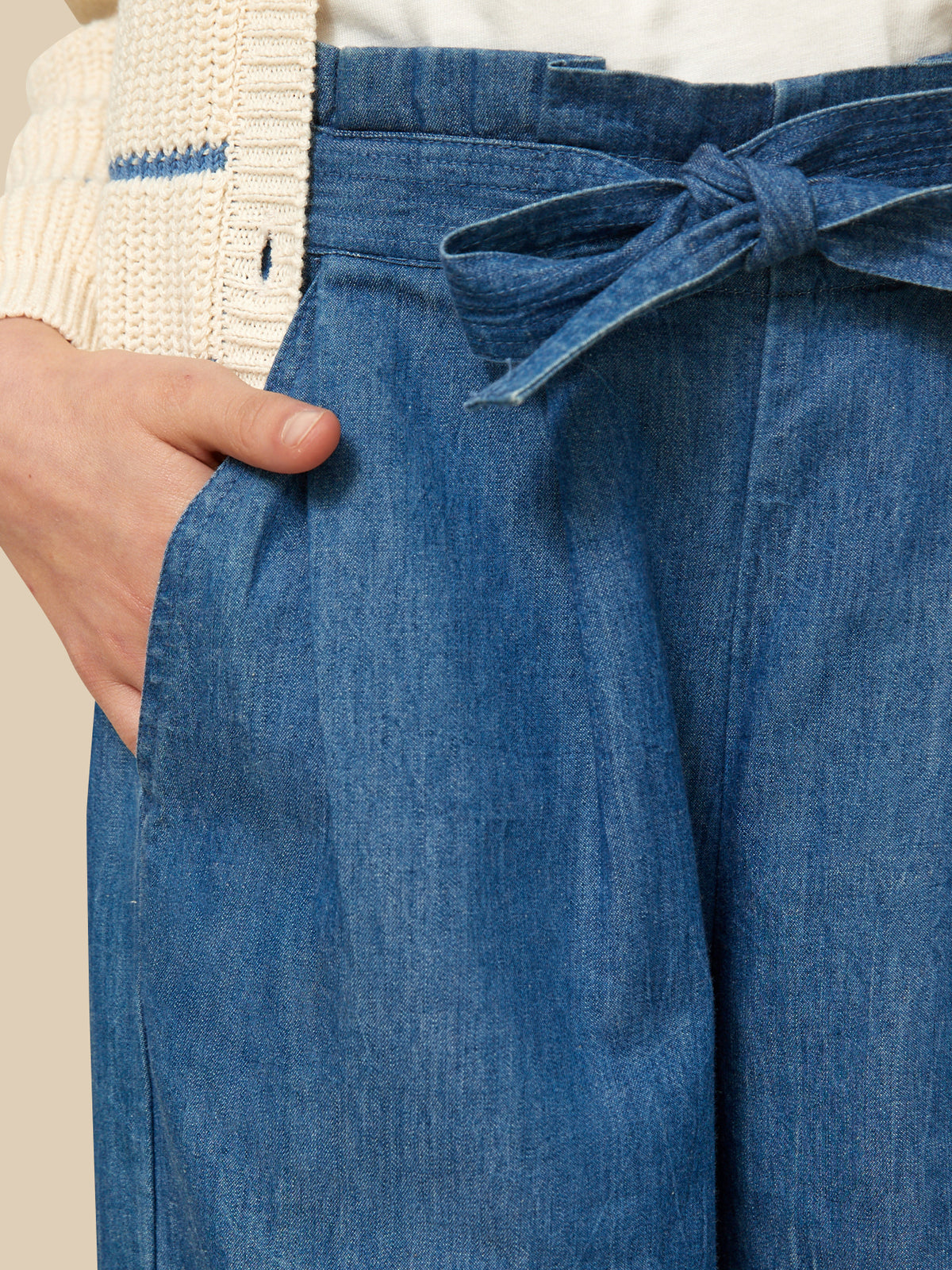 Pantalon large Fille en denim light