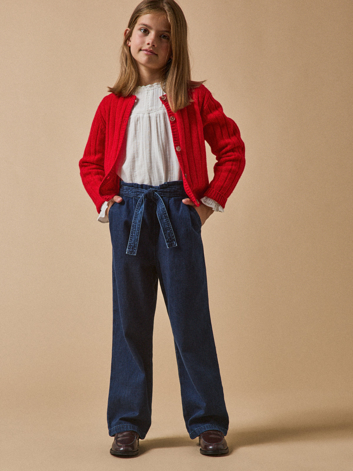 Pantalon large Fille denim light