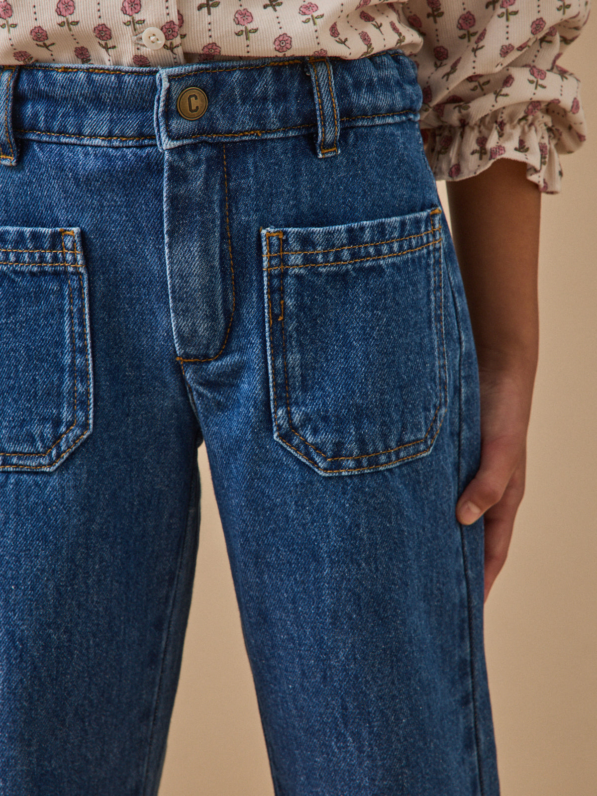 Pantalon droit Fille en denim