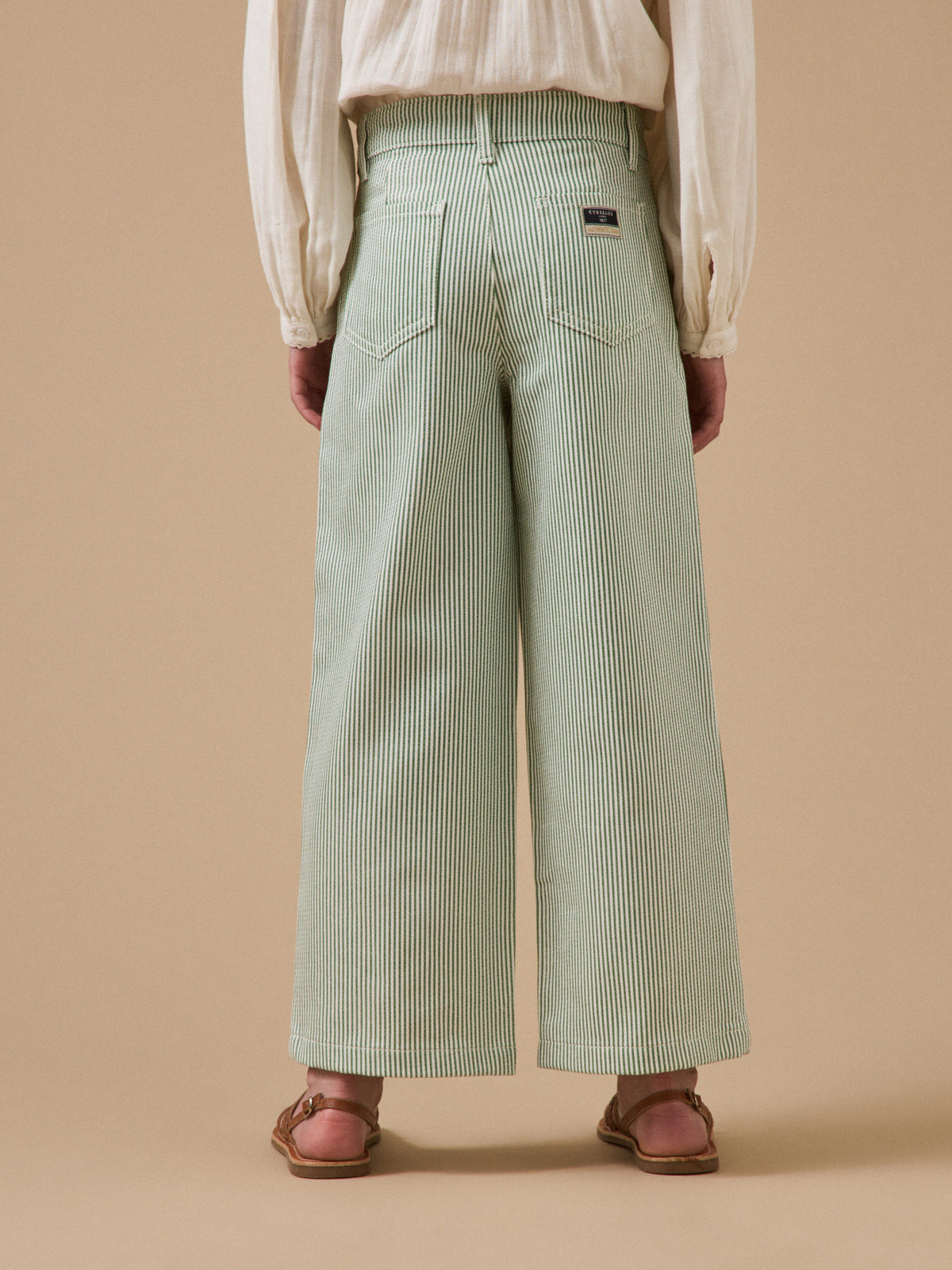 Pantalon large rayé Fille