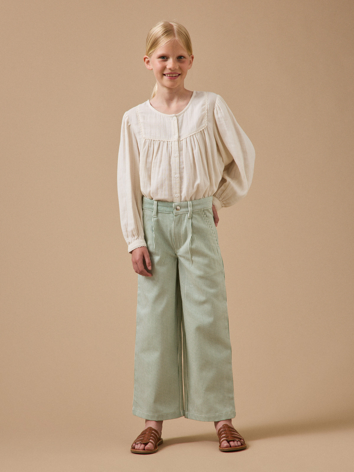 Pantalon large rayé Fille
