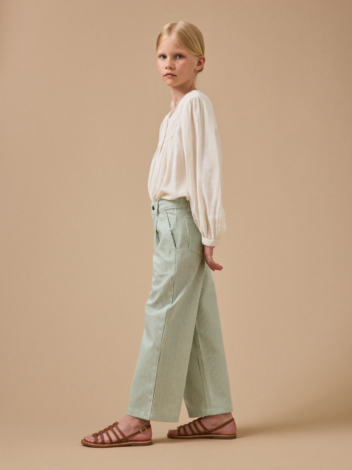 Pantalon large rayé Fille