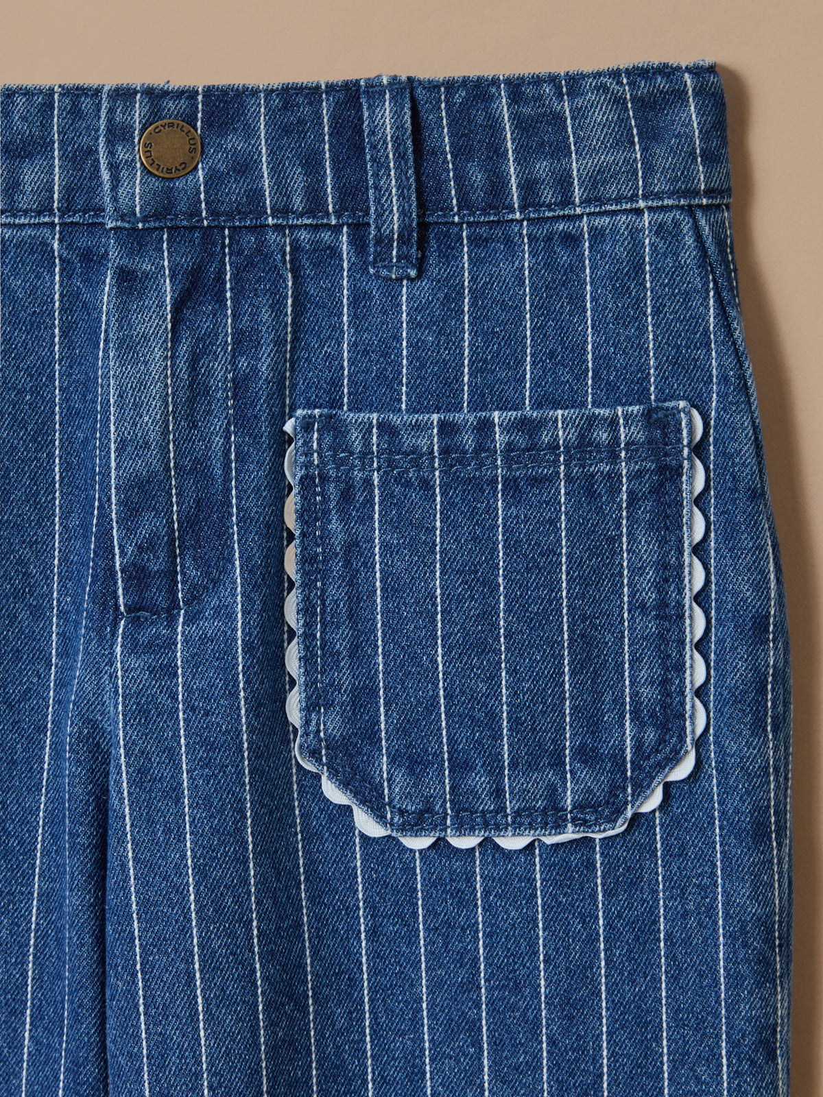 Pantalon droit rayé festonné Fille